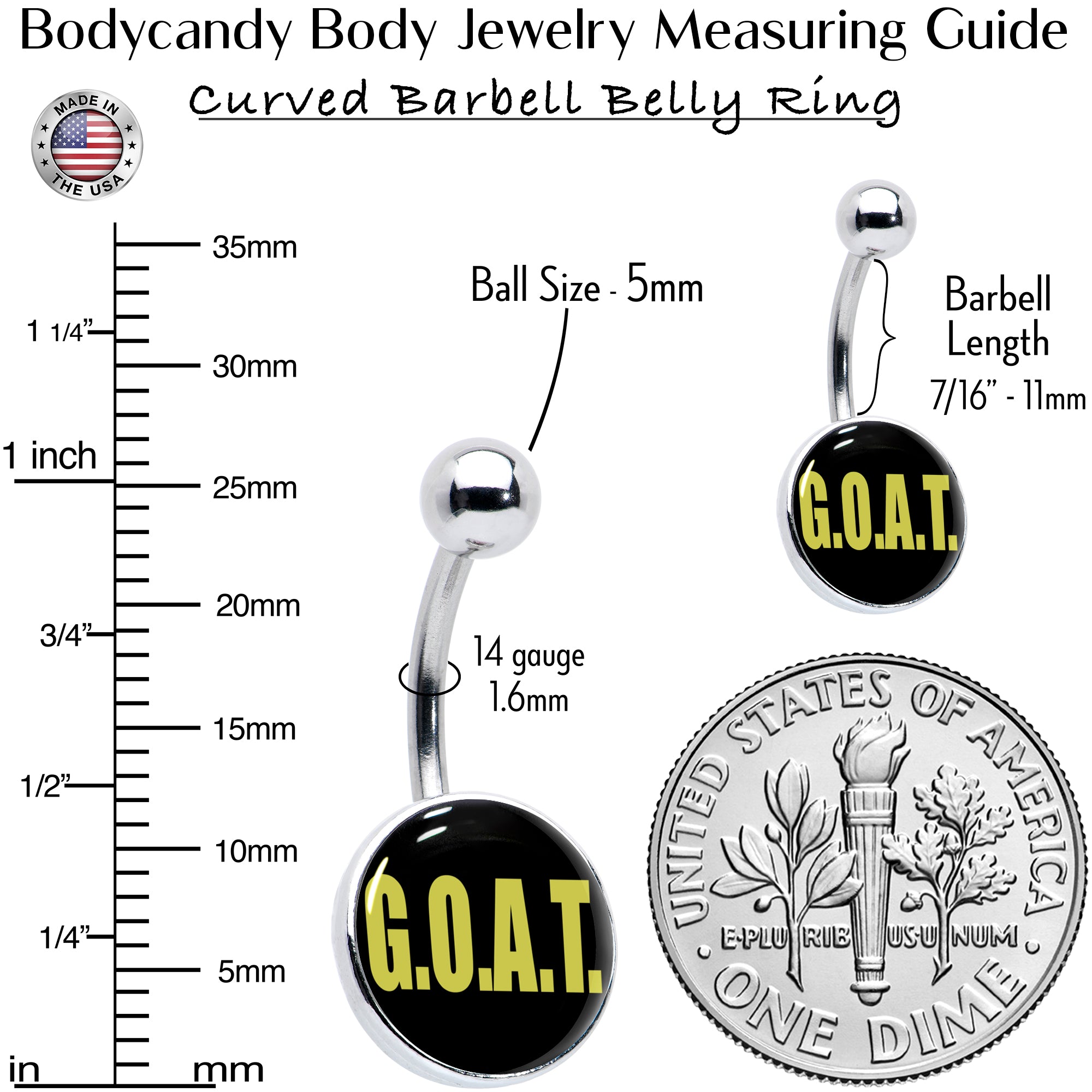 G.O.A.T. Stainless Steel Belly Ring perfect for sensitive skin
