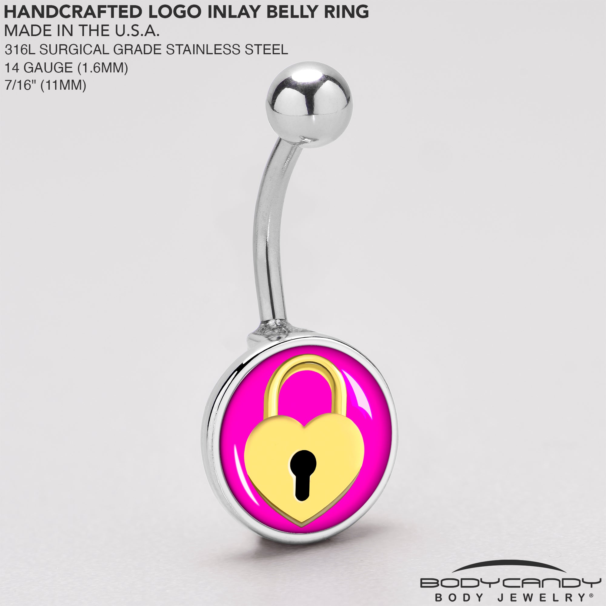 Heart Lock Stainless Steel Belly Ring stainless steel navel piercing