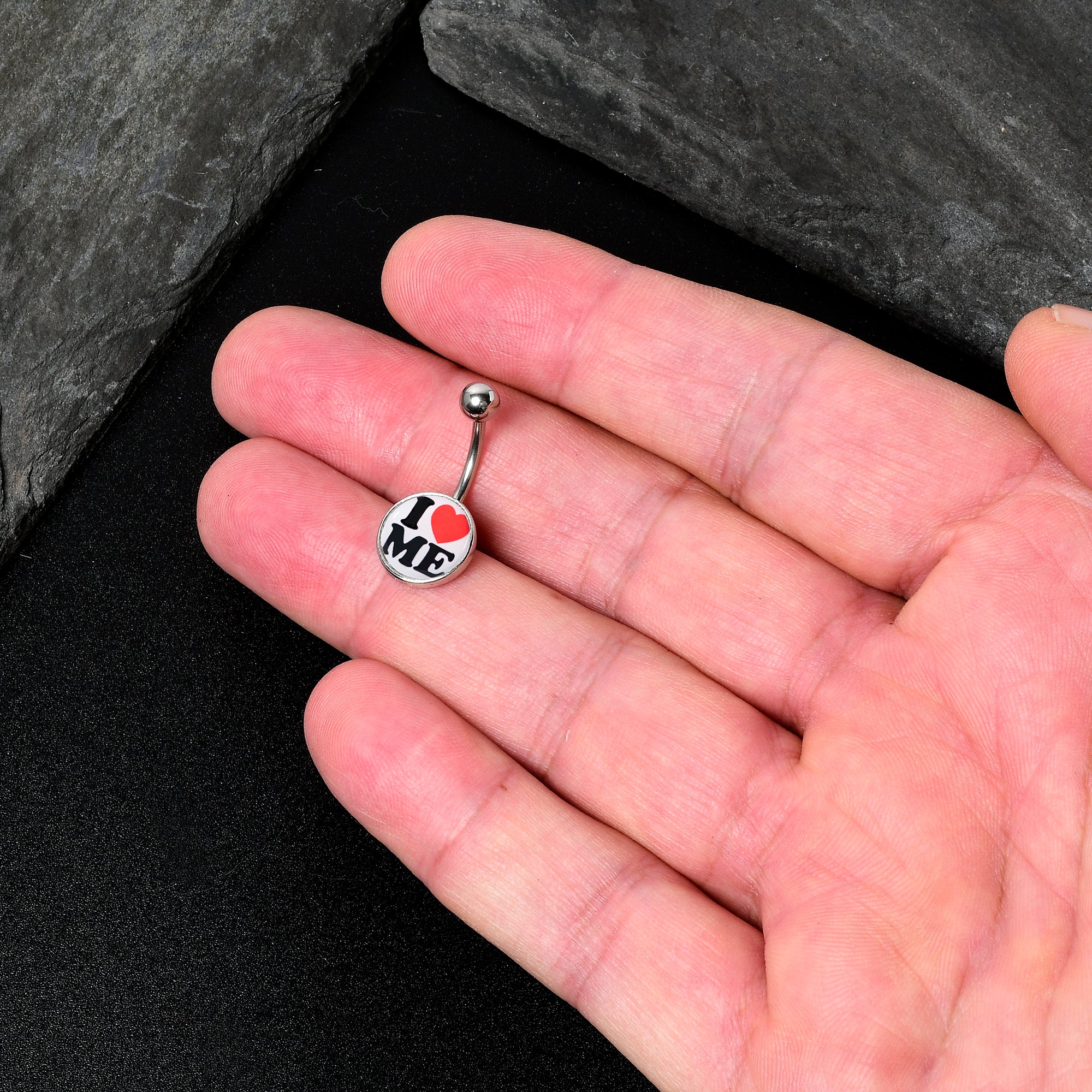 I Love Me Stainless Steel Belly Ring stainless steel navel piercing