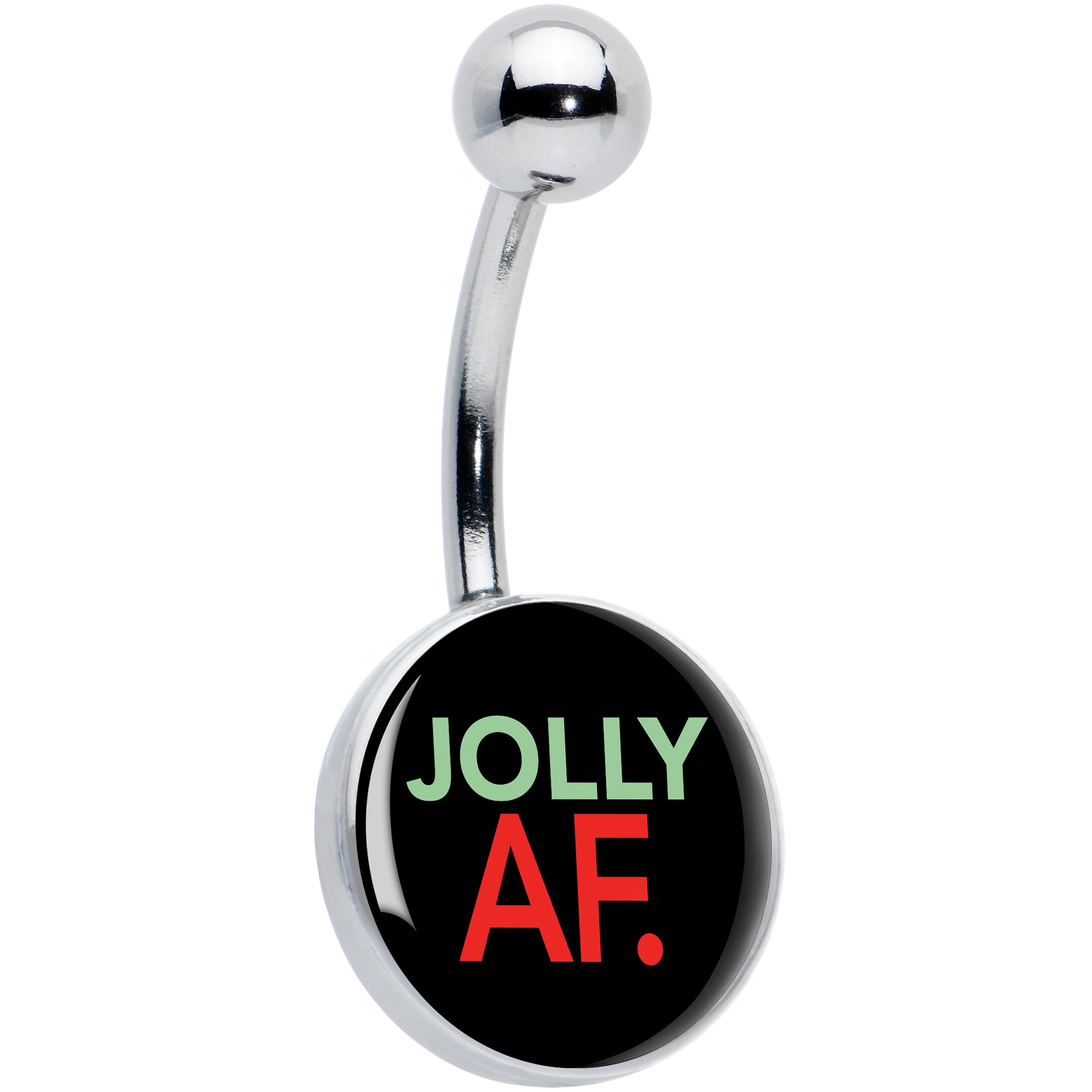 Jolly AF Festive Holiday Christmas Hypoallergenic Stainless Steel Belly Ring