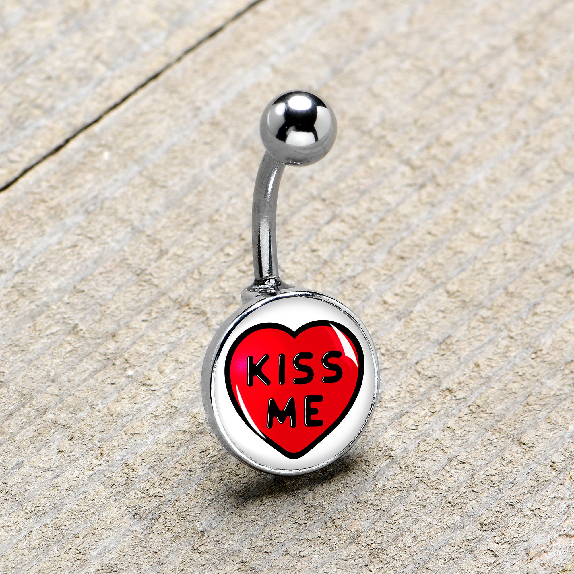 Kiss Me Candy Heart Belly Ring by Onyx O