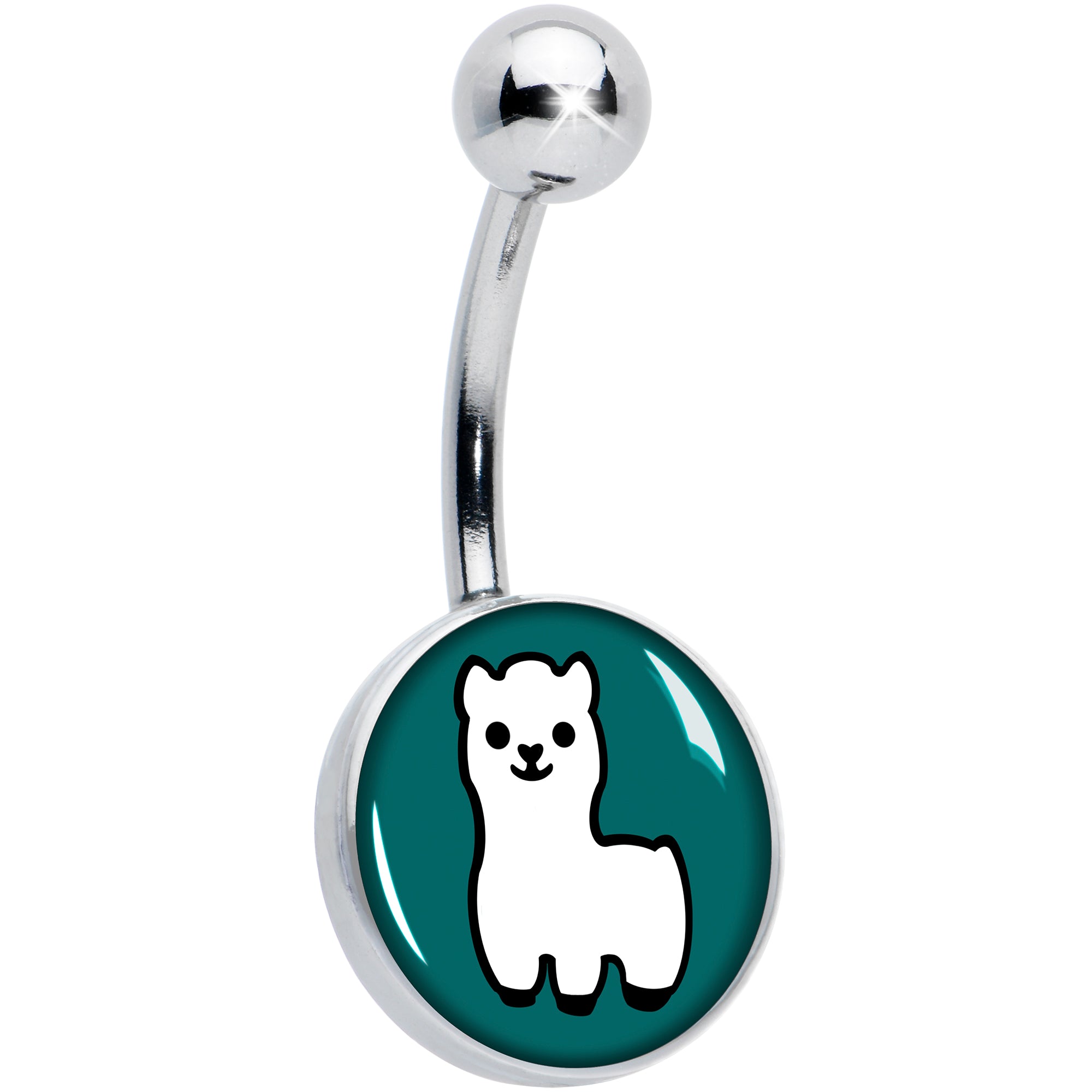 White Llama Hypoallergenic Stainless Steel Belly Ring