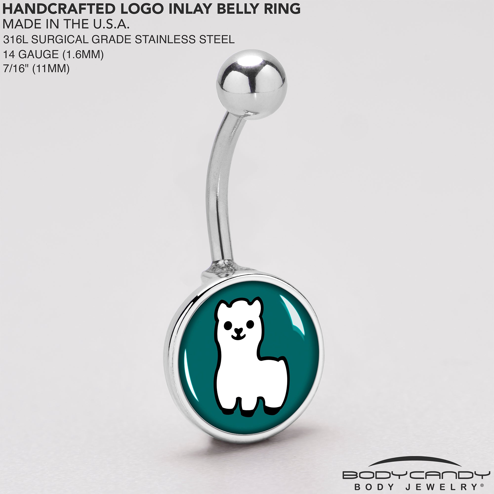White Llama Stainless Steel Belly Ring stainless steel navel piercing