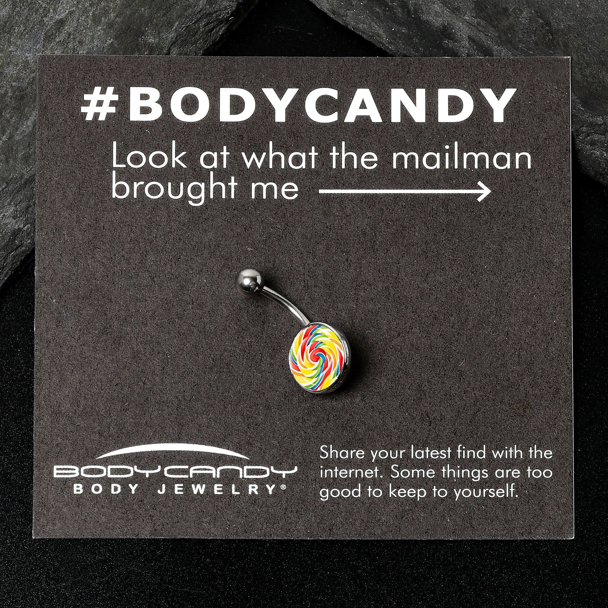 Rainbow Swirl Lollipop Stainless Steel Belly Ring stainless steel navel piercing