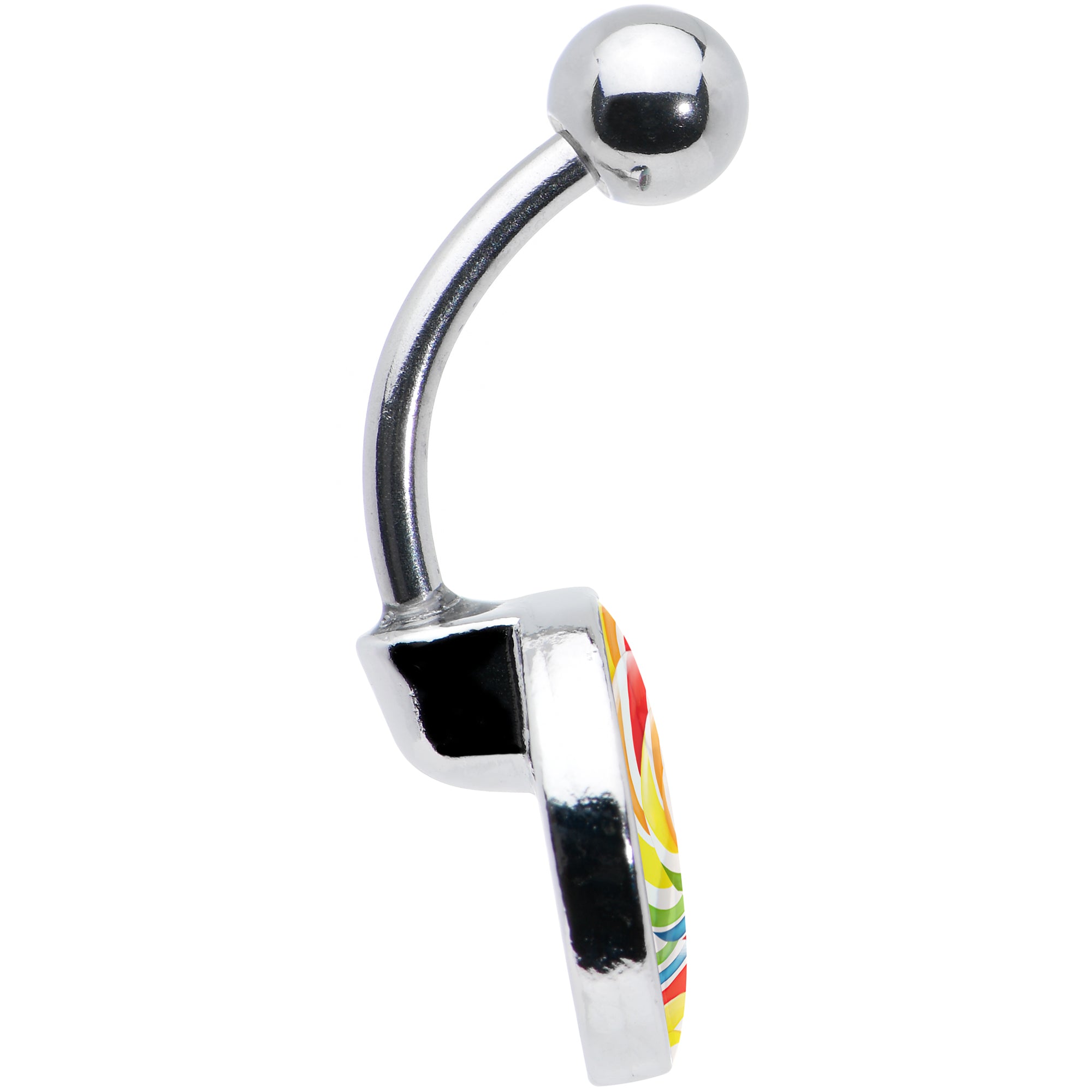 Rainbow Swirl Lollipop Stainless Steel Belly Ring custom design option