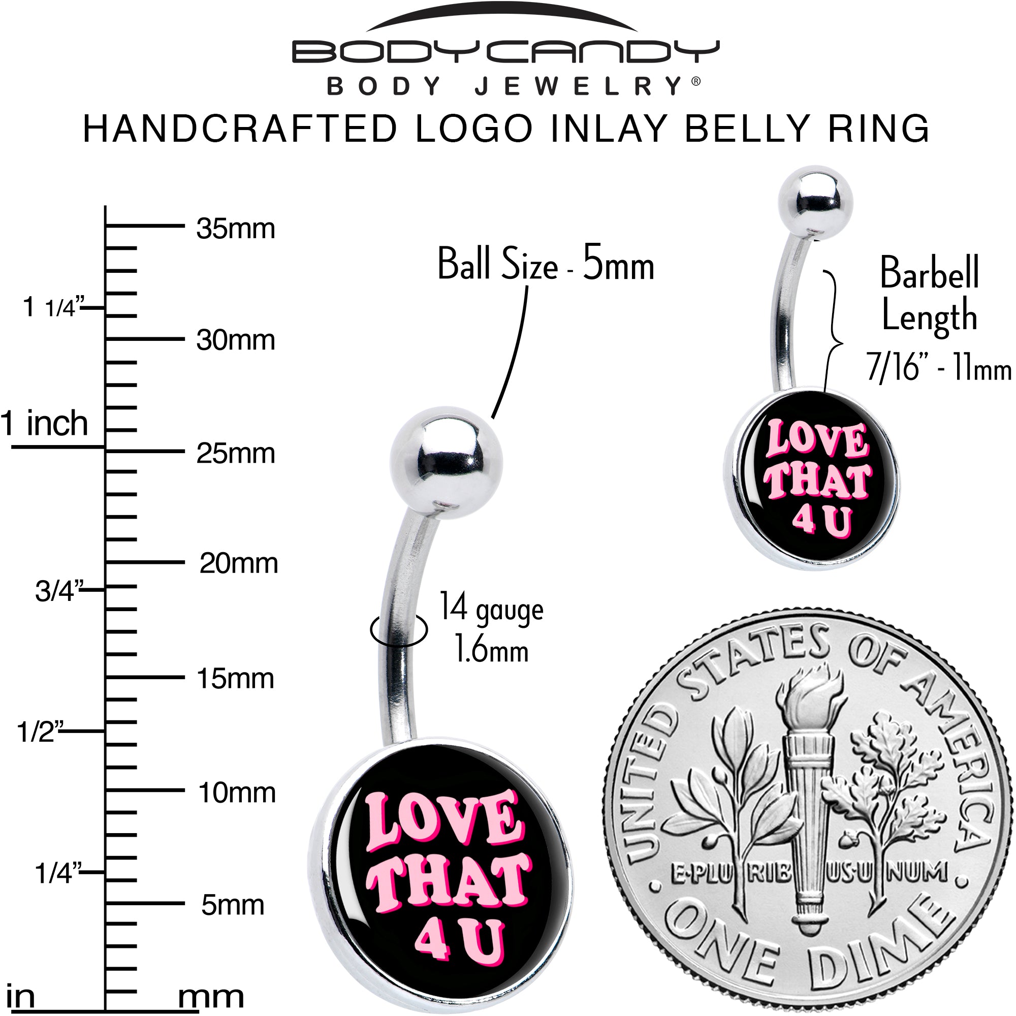 Love That 4 You Stainless Steel Belly Ring perfect for sensitive skin