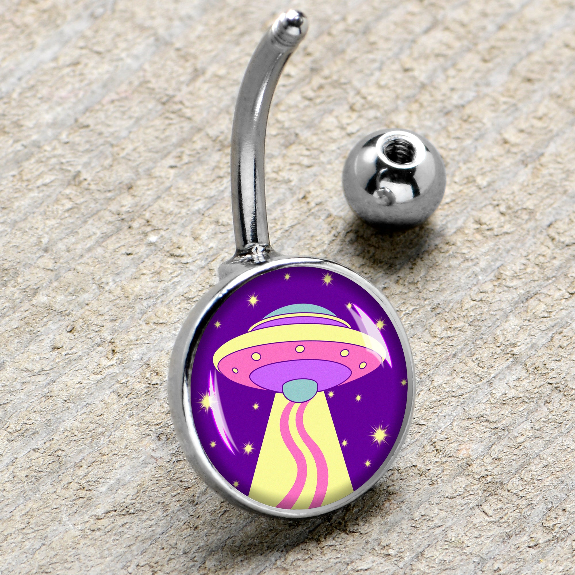 Style Space Invasion UFO Stainless Steel Belly Ring handmade design
