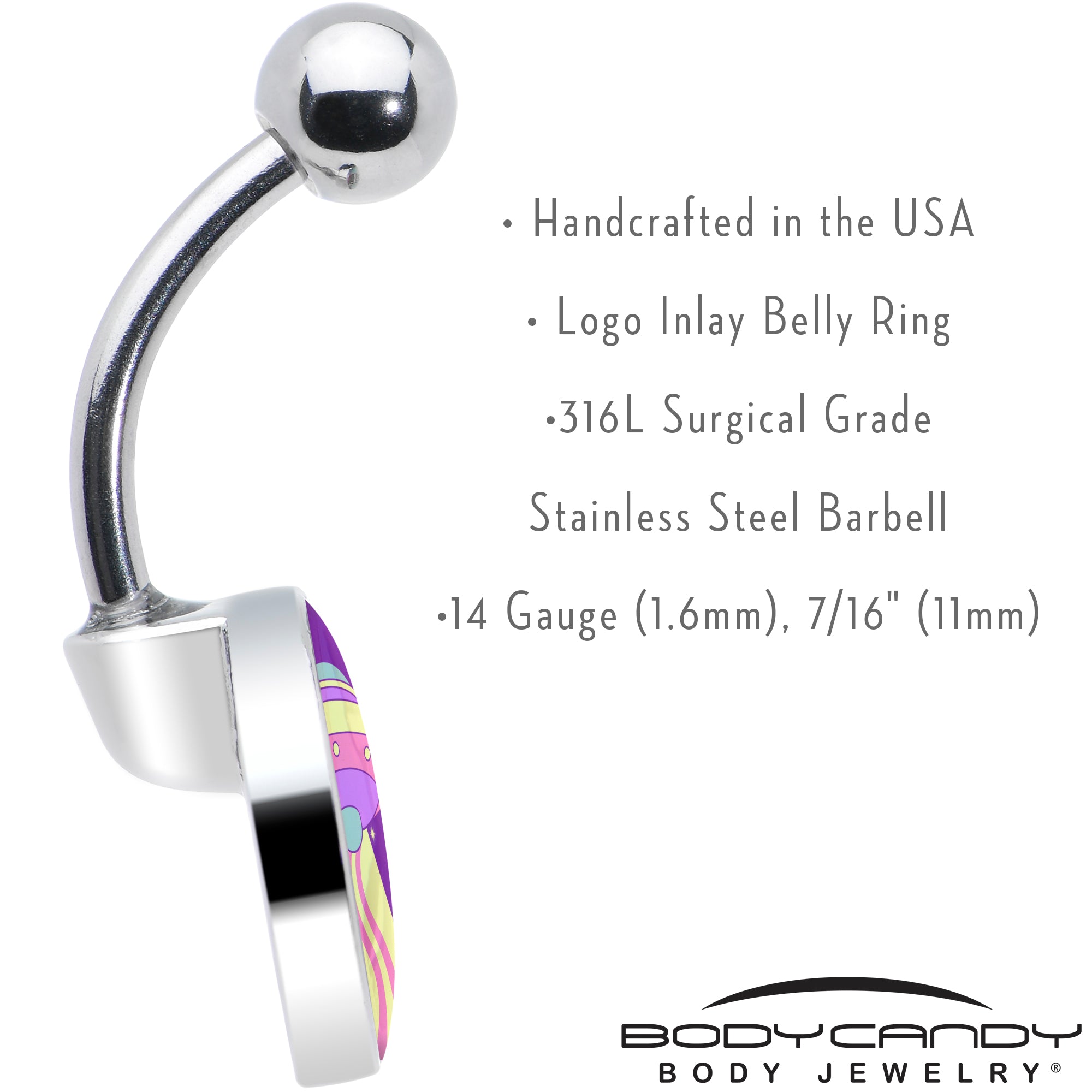 Style Space Invasion UFO Stainless Steel Belly Ring custom design option
