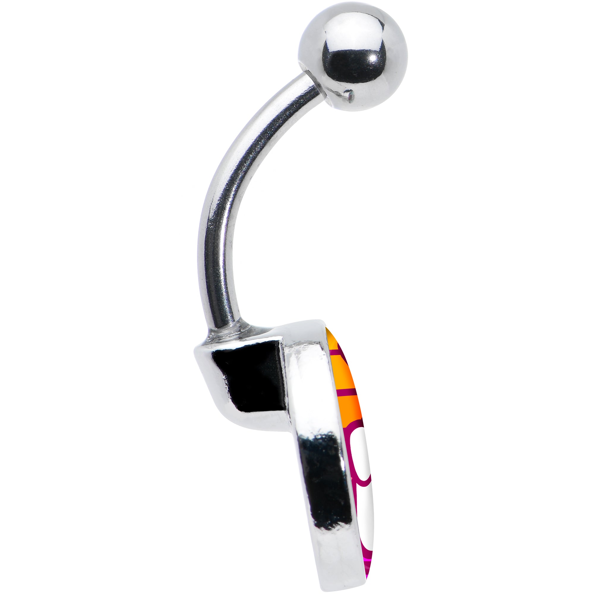 Retro Stripes Peace Sign Fingers Stainless Steel Belly Ring handmade design