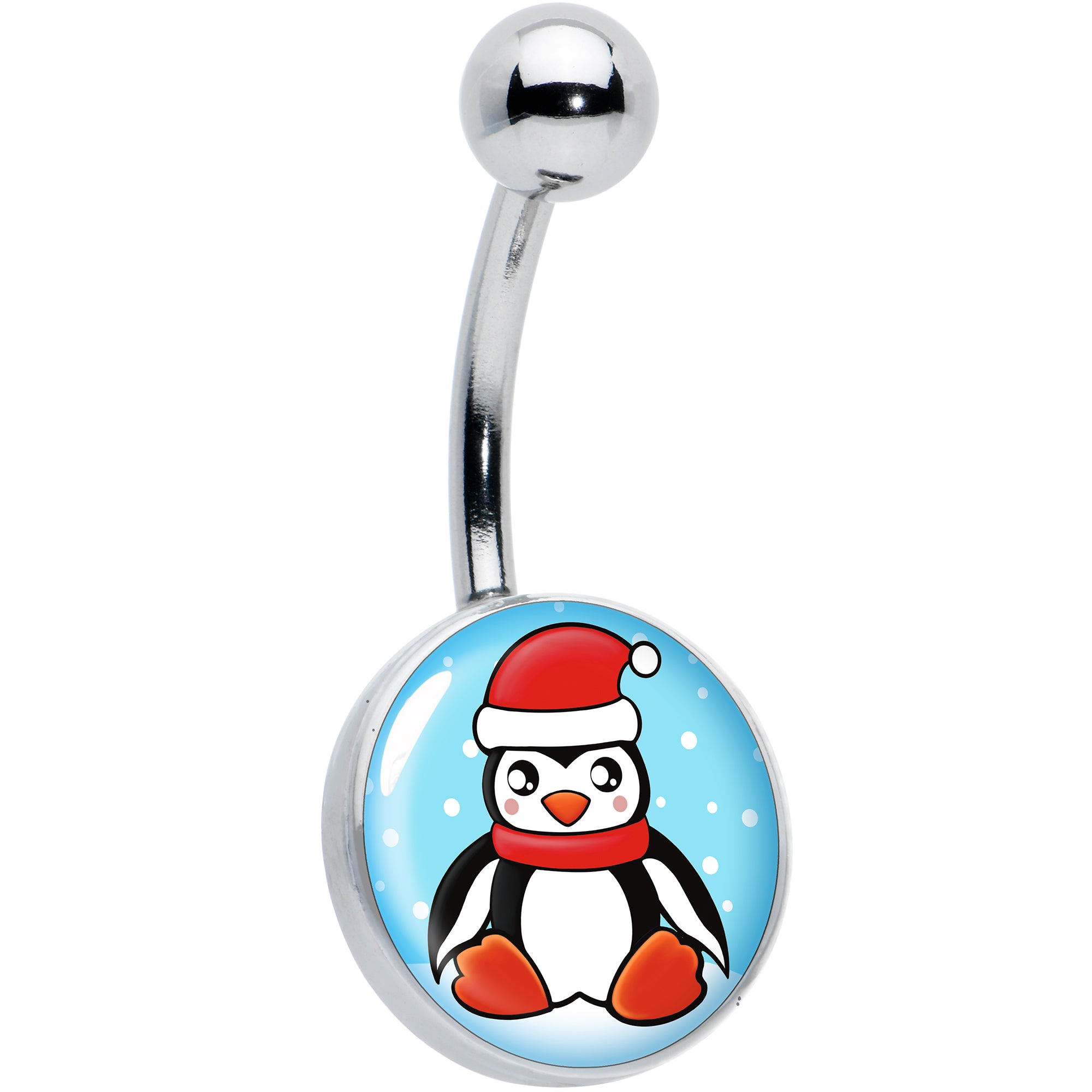 Snowfall Holiday Penguin Hypoallergenic Stainless Steel Belly Ring