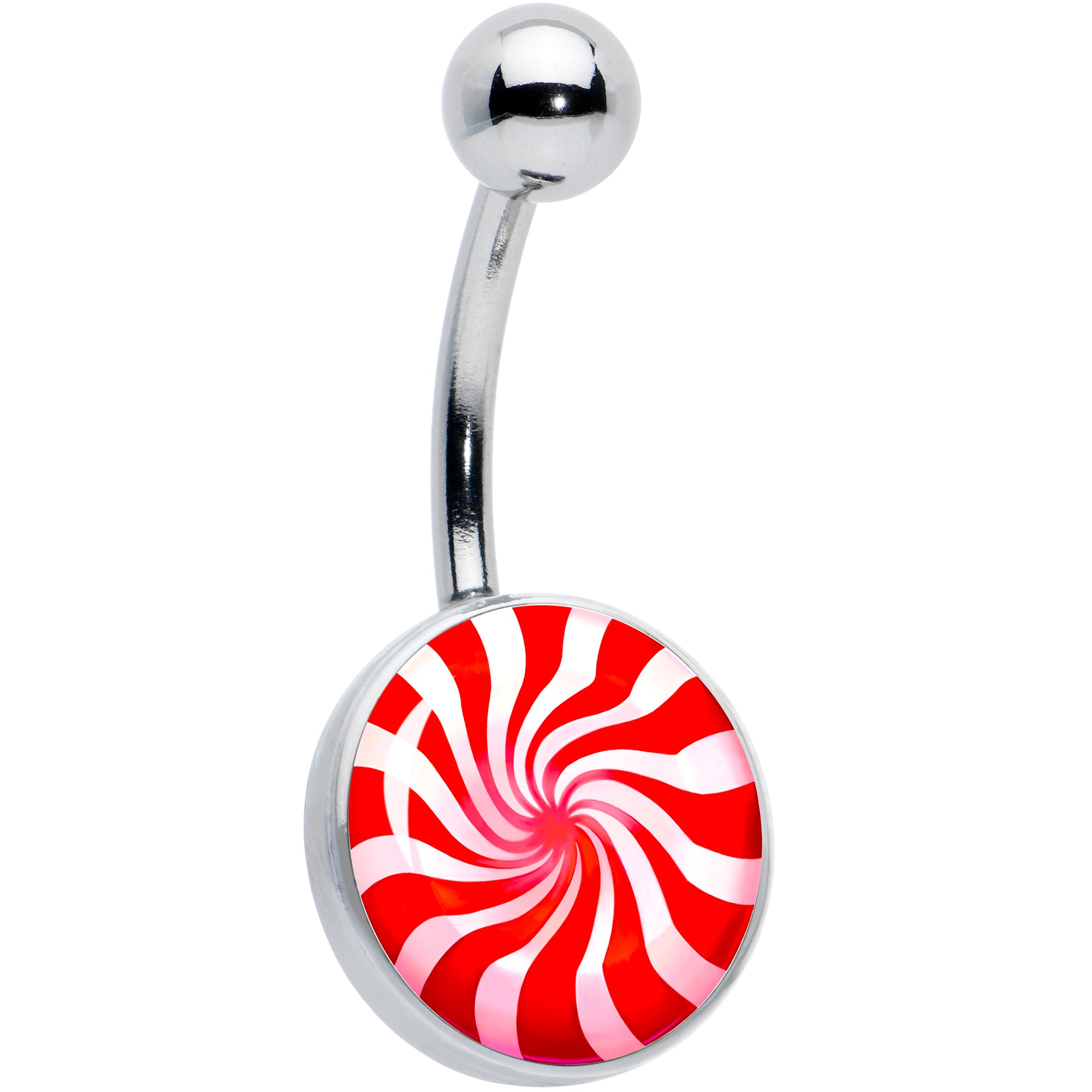 Holiday Peppermint Candy Hypoallergenic Stainless Steel Belly Ring