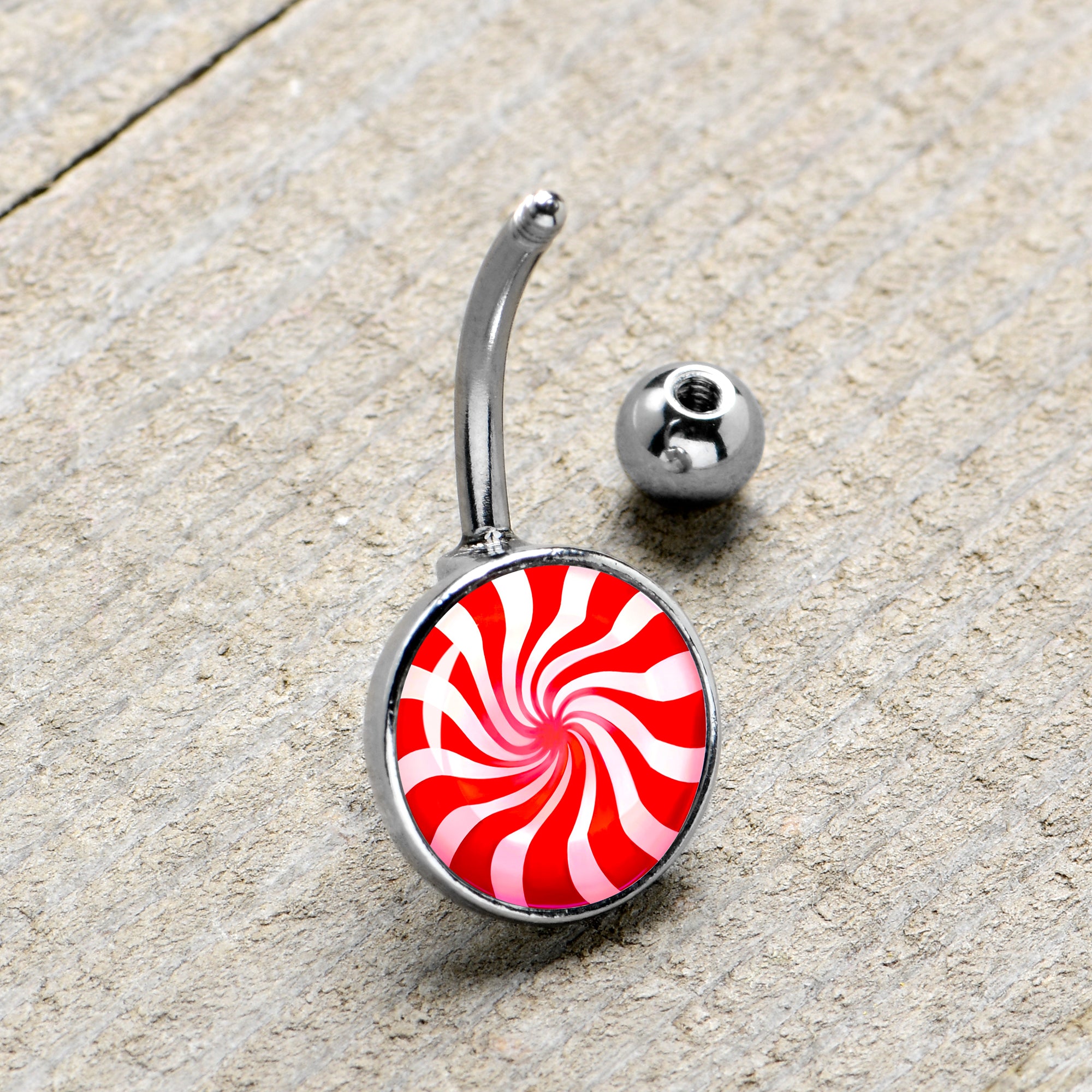 Holiday Peppermint Candy Stainless Steel Belly Ring stylish jewelry