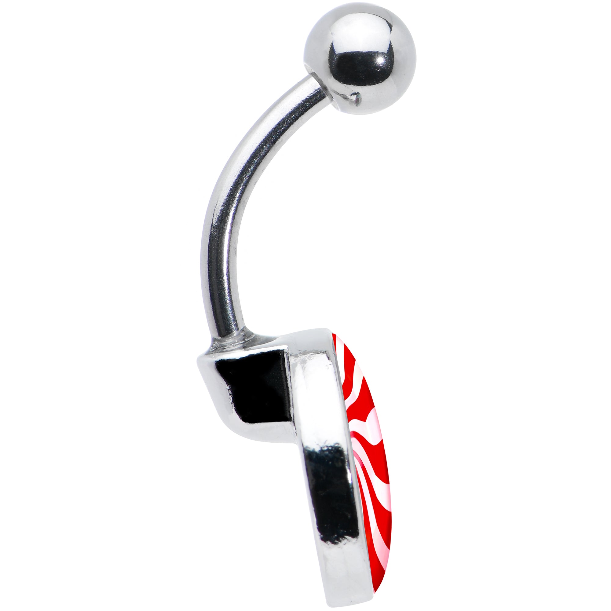 Holiday Peppermint Candy Stainless Steel Belly Ring handmade design