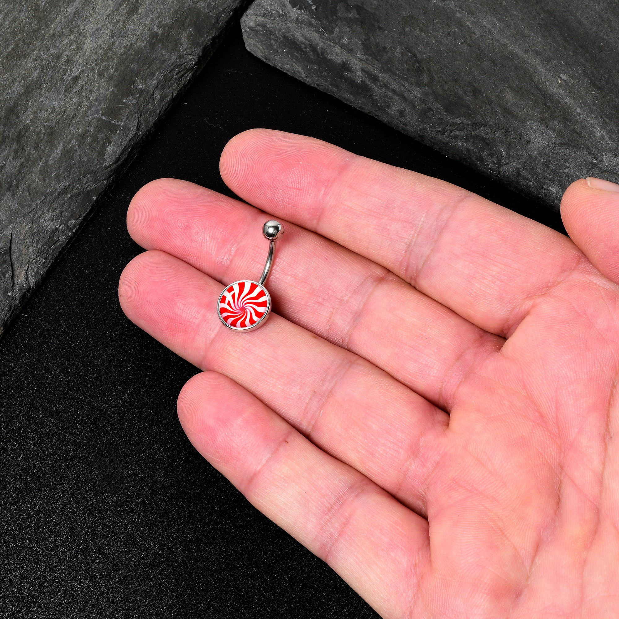 Holiday Peppermint Candy Stainless Steel Belly Ring stainless steel navel piercing