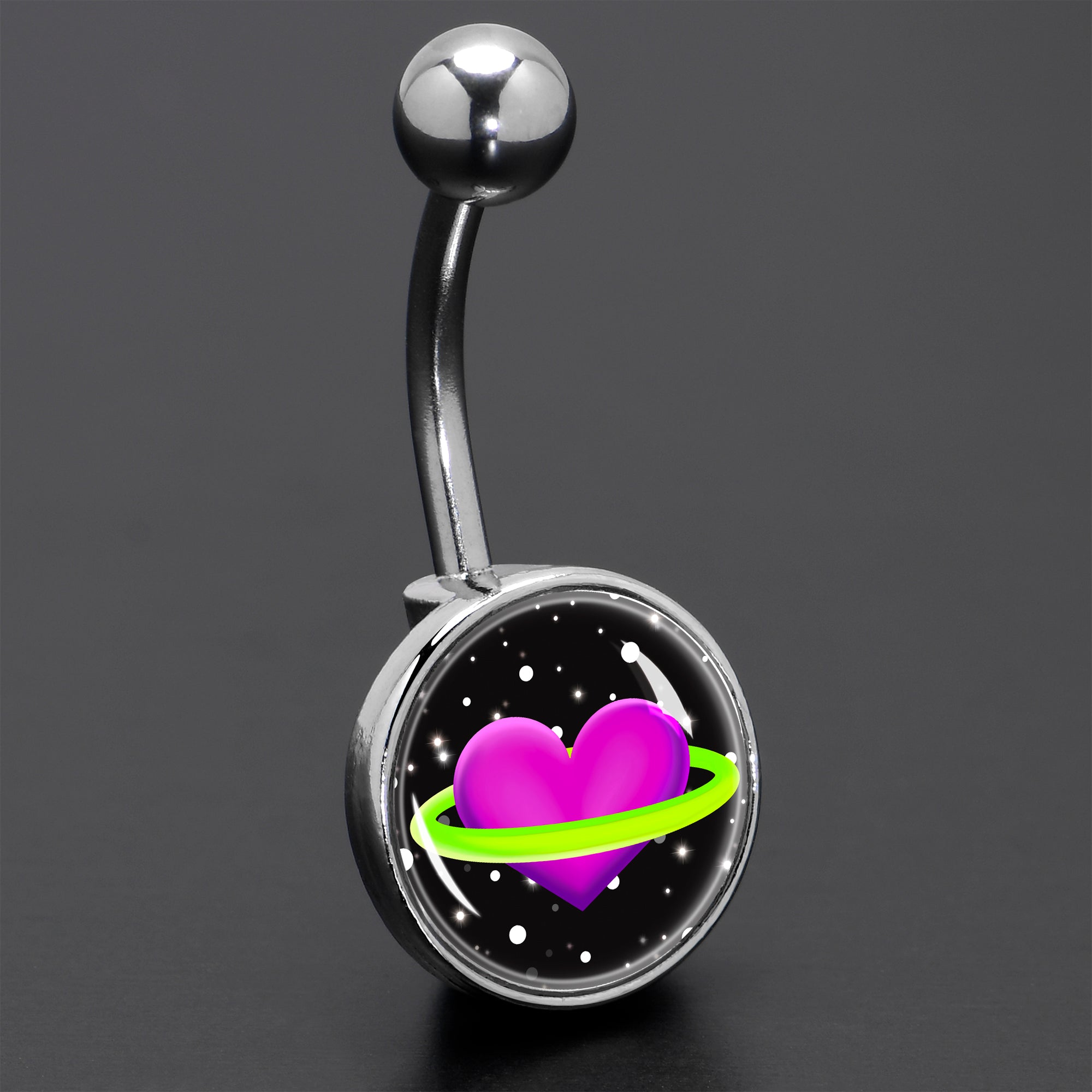 Heart Planet Belly Ring by Onyx O