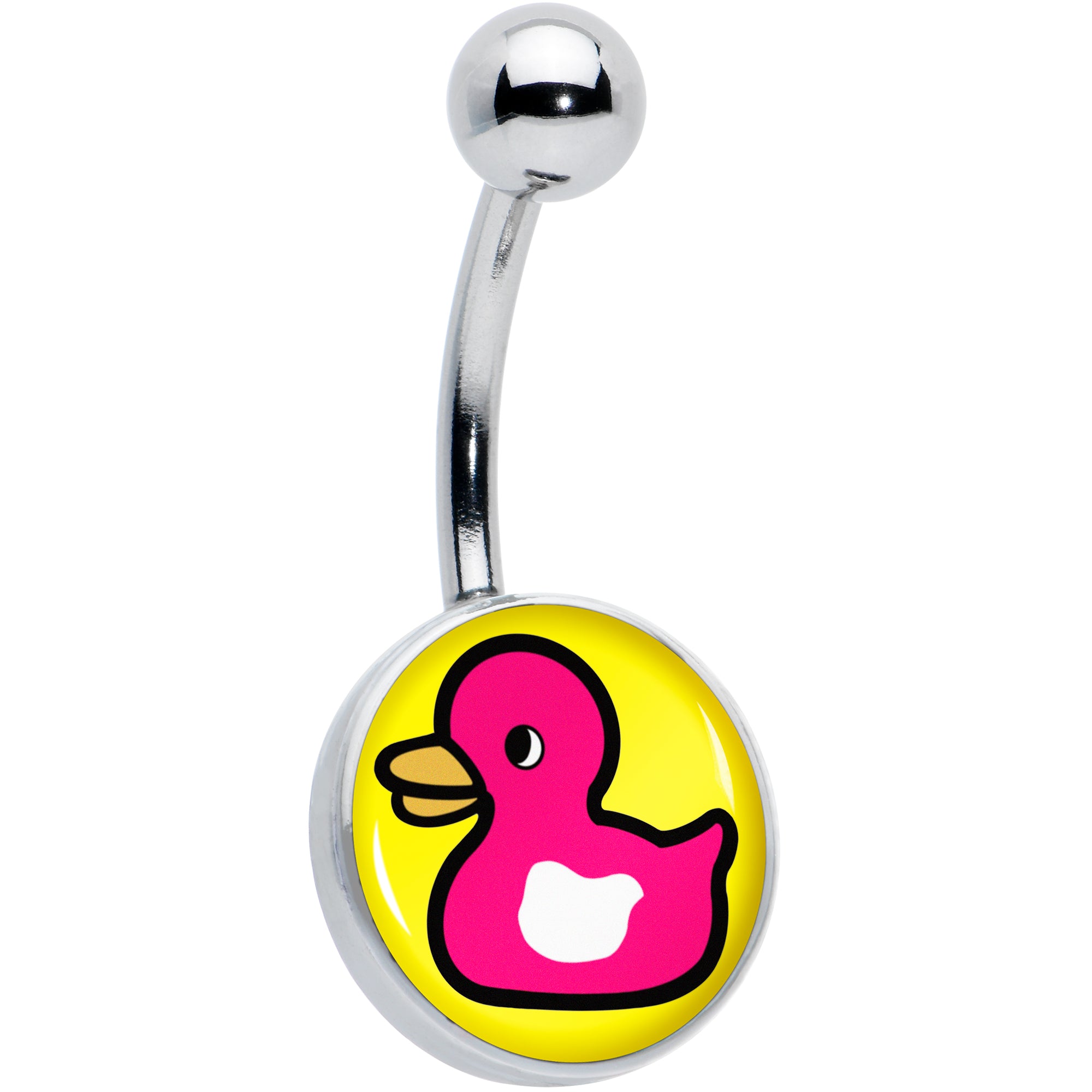 Pink Ducky Hypoallergenic Stainless Steel Belly Ring