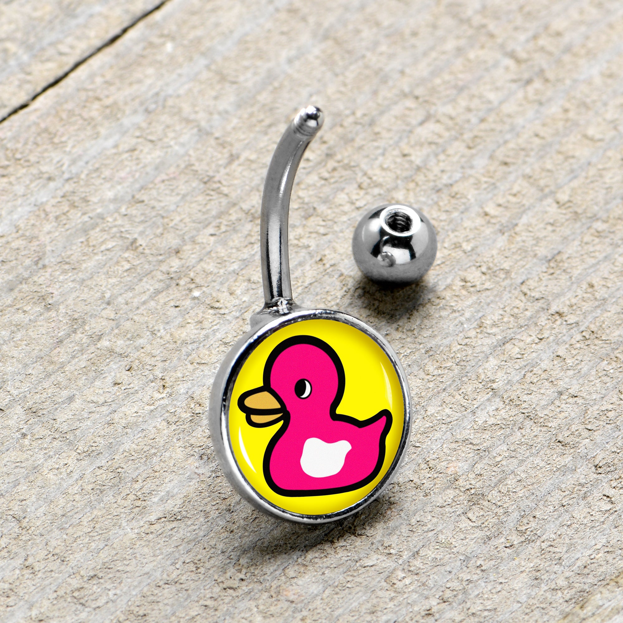 Pink Ducky Stainless Steel Belly Ring stylish jewelry