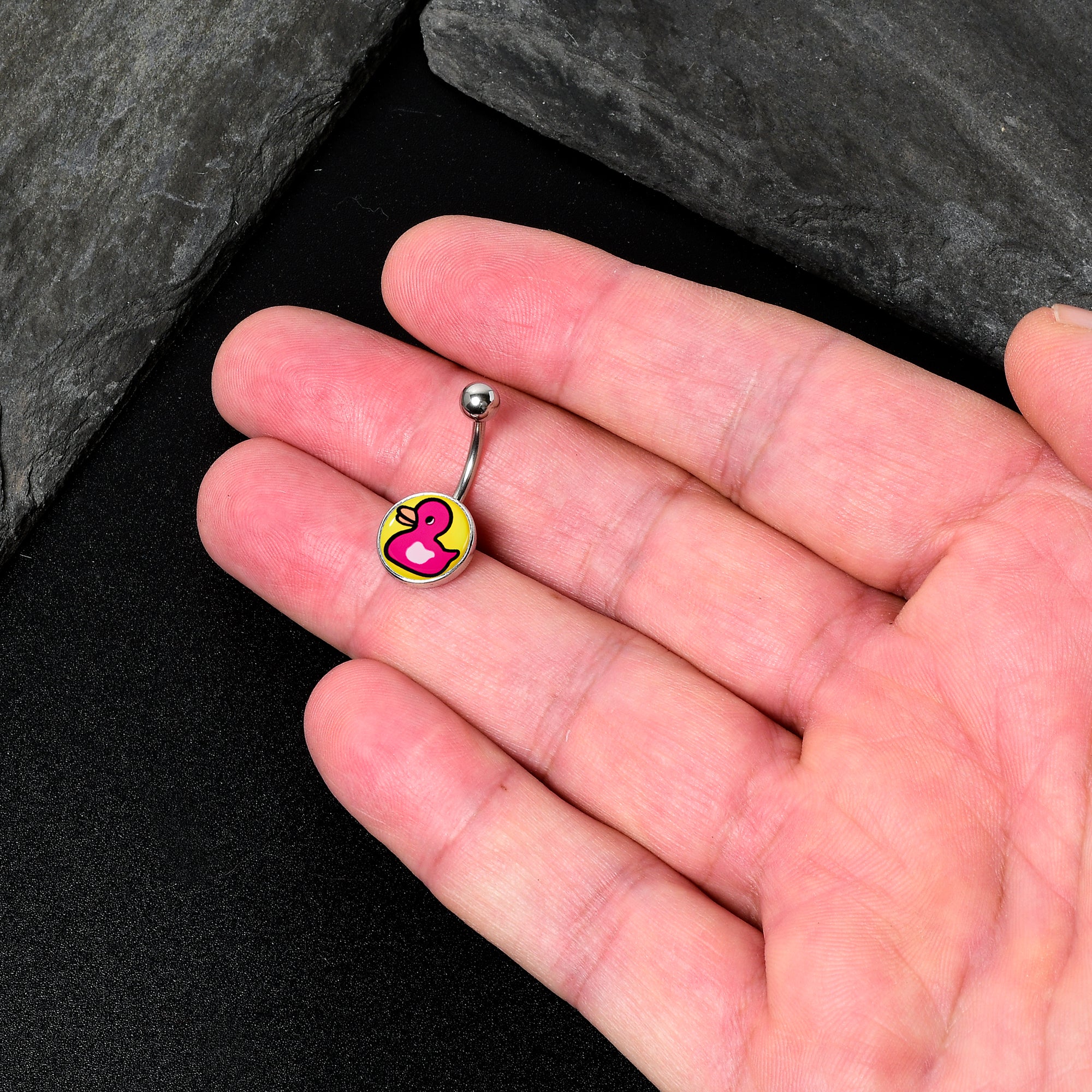 Pink Ducky Stainless Steel Belly Ring stainless steel navel piercing