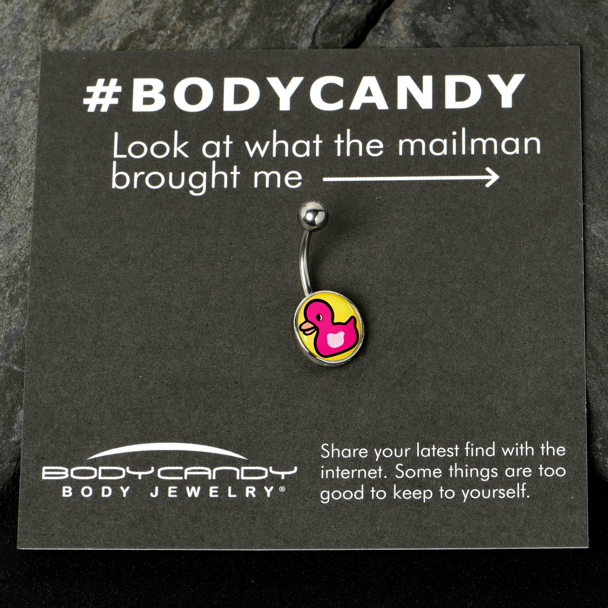 Pink Ducky Stainless Steel Belly Ring custom design option