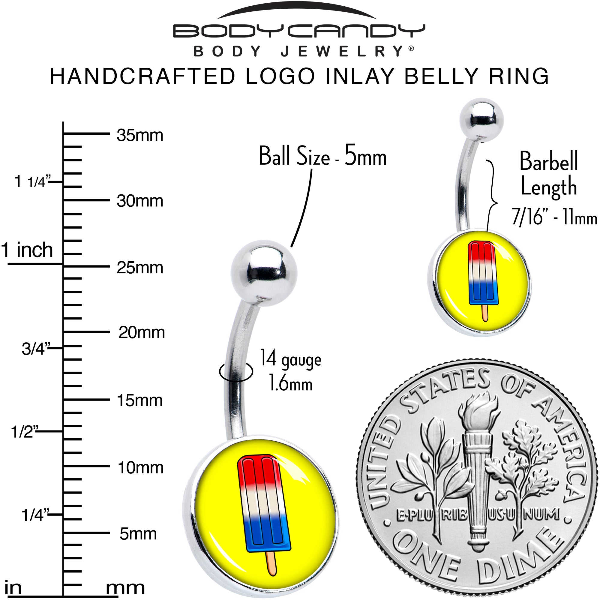 Popsicle Treat Stainless Steel Belly Ring perfect for sensitive skin