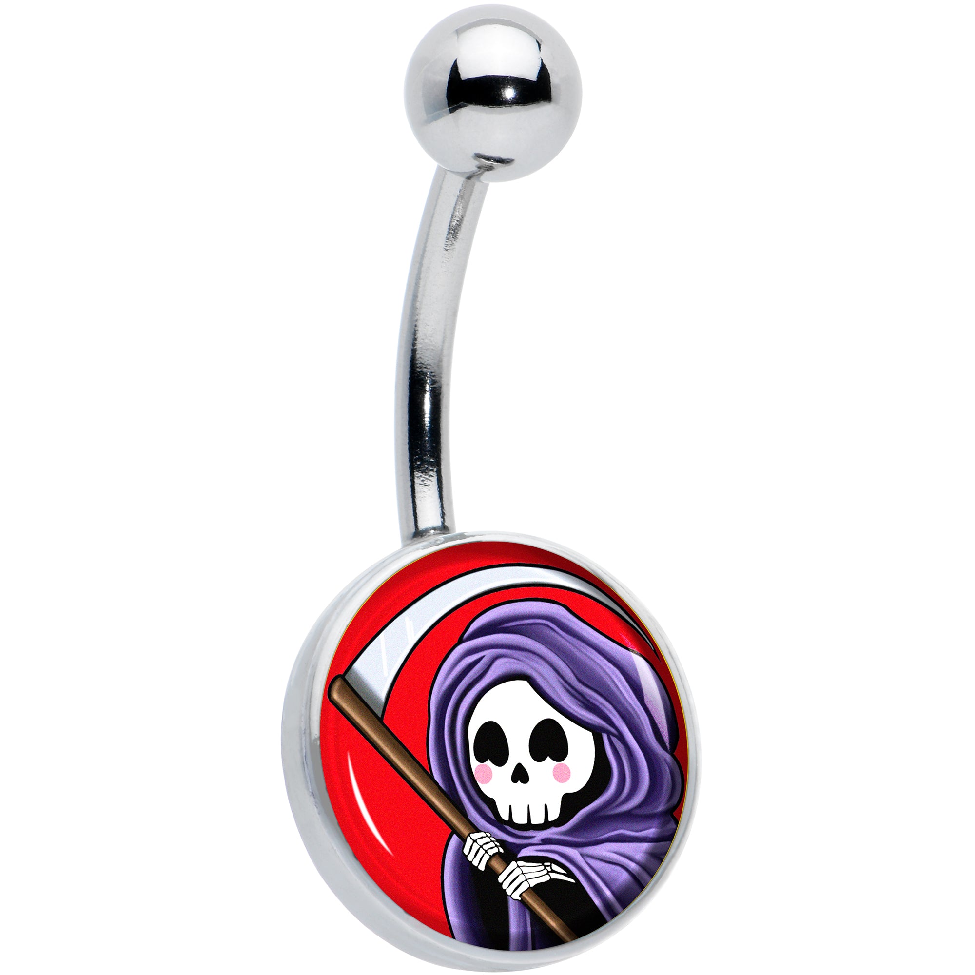 Grim Reaper Hypoallergenic Stainless Steel Belly Ring