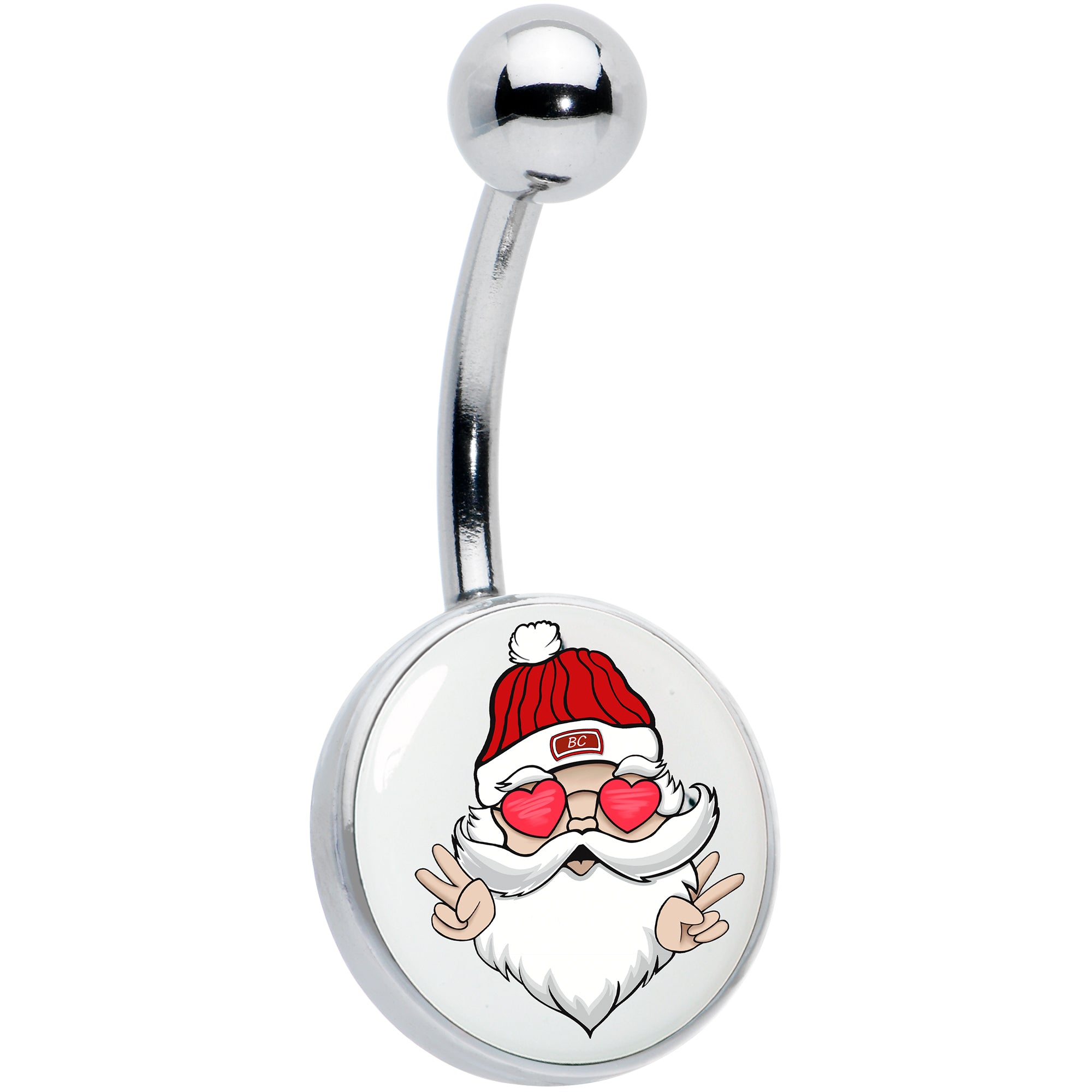 Christmas Peace Love Santa Hypoallergenic Stainless Steel Belly Ring