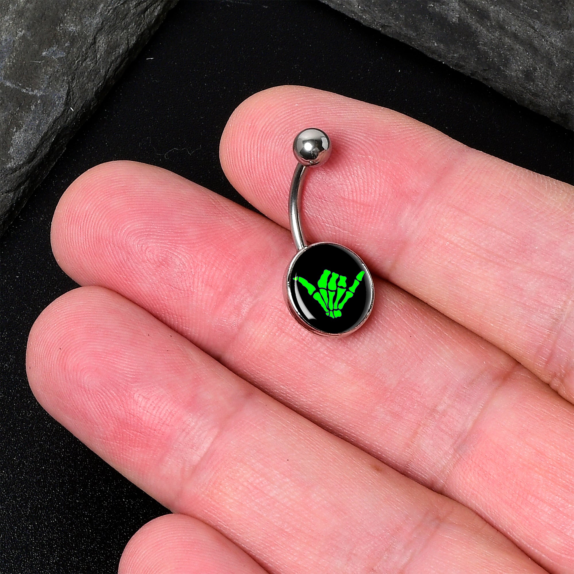 Shaka Hand Stainless Steel Belly Ring lightweight comfortable