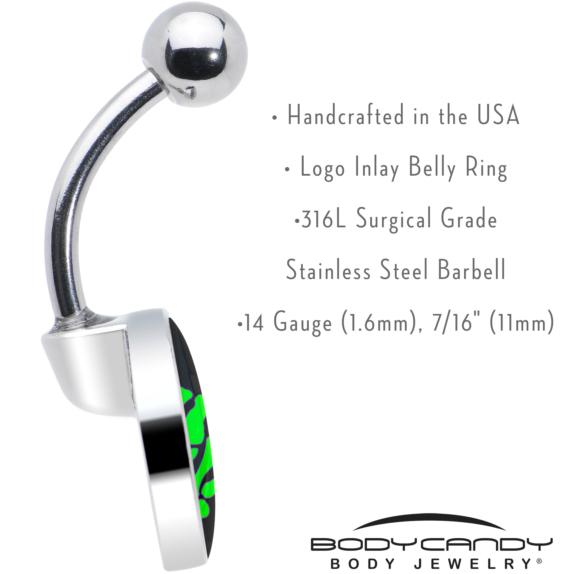 Shaka Hand Stainless Steel Belly Ring custom design option