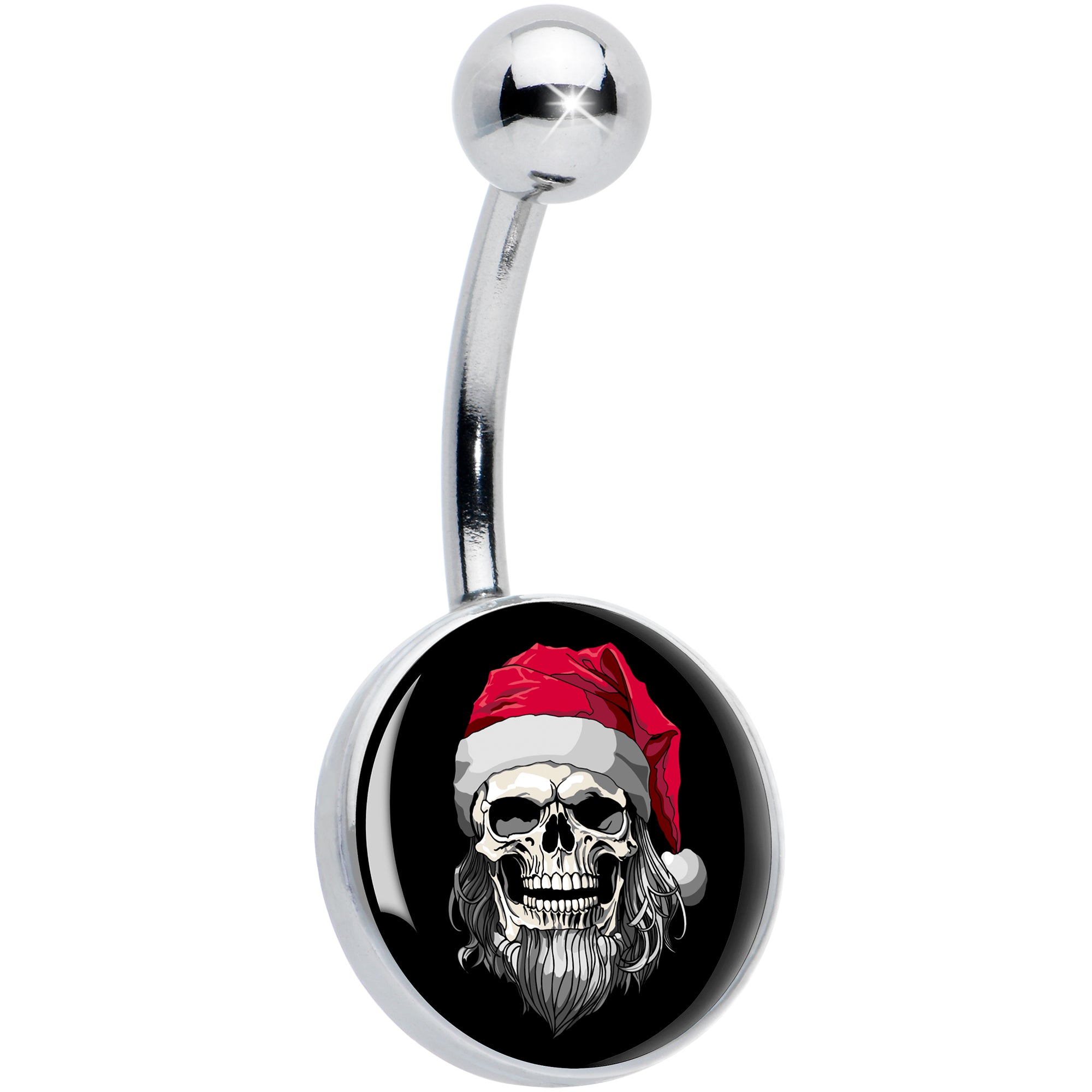 Holiday Skeleton Santa Claus Hypoallergenic Stainless Steel Belly Ring