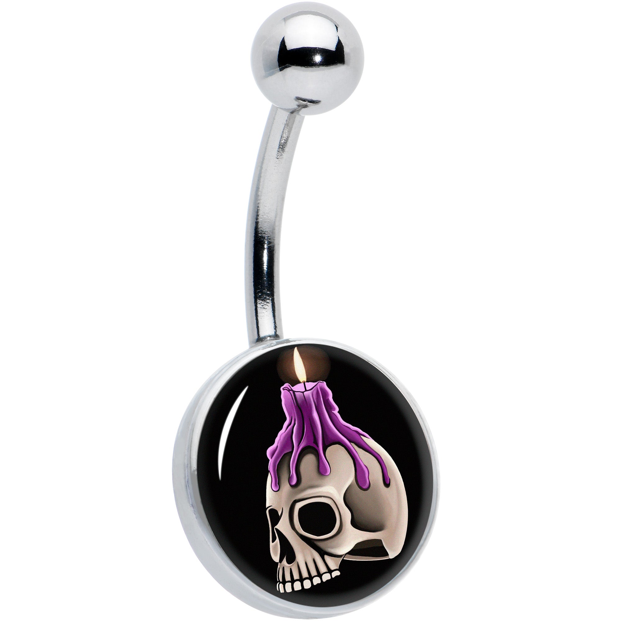 Burning Skull Candle Hypoallergenic Stainless Steel Belly Ring