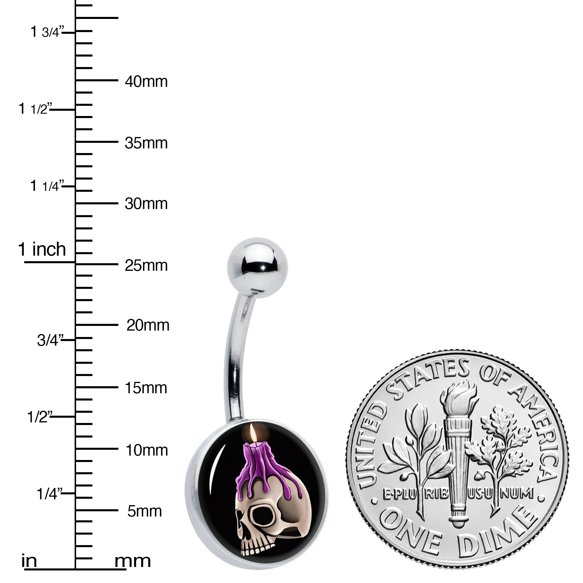 Burning Skull Candle Stainless Steel Belly Ring perfect for sensitive skin