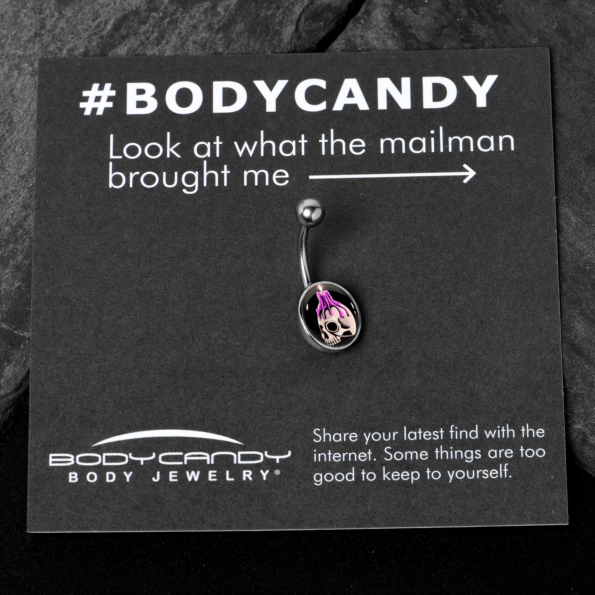 Burning Skull Candle Stainless Steel Belly Ring custom design option