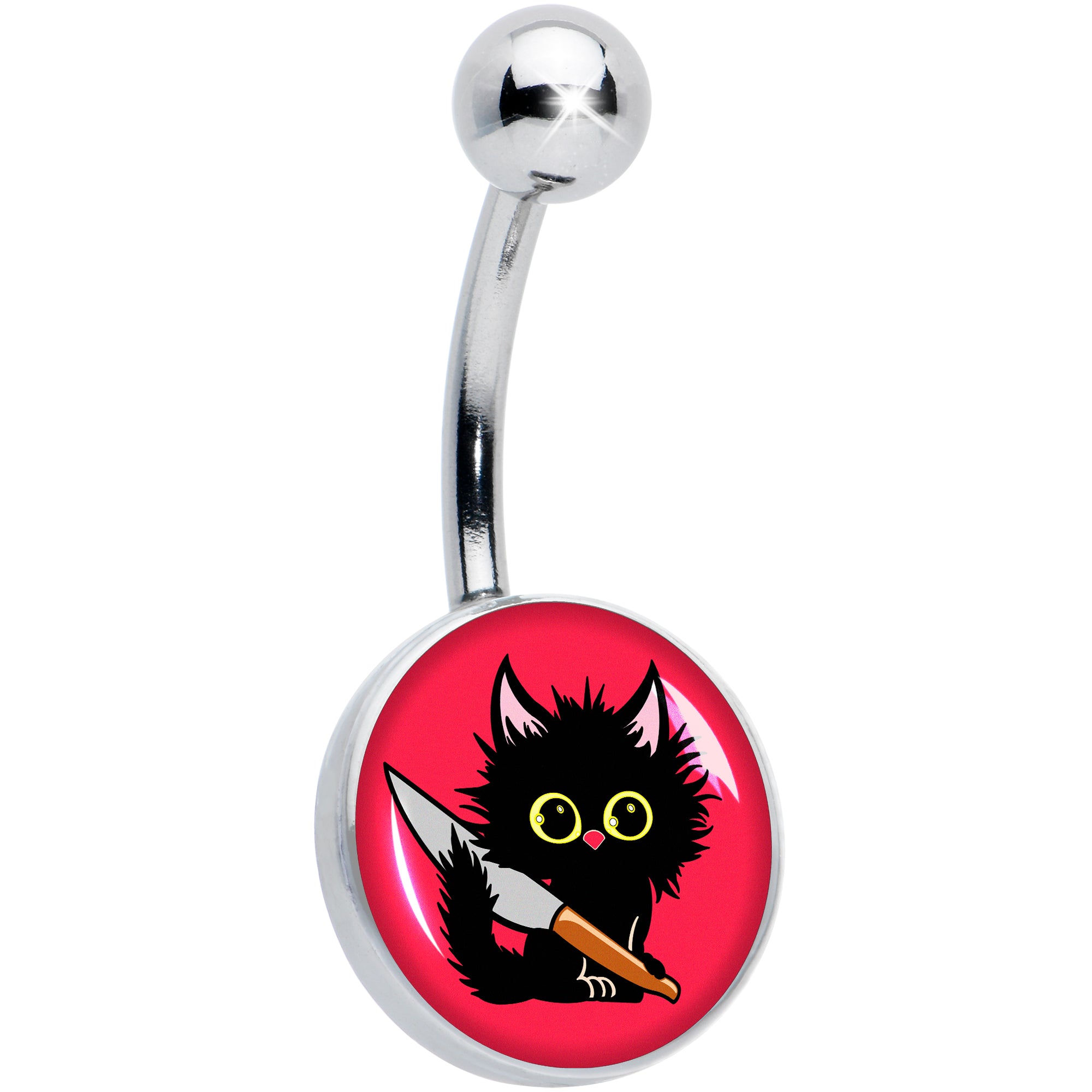 Stabby Cat Hypoallergenic Stainless Steel Belly Ring