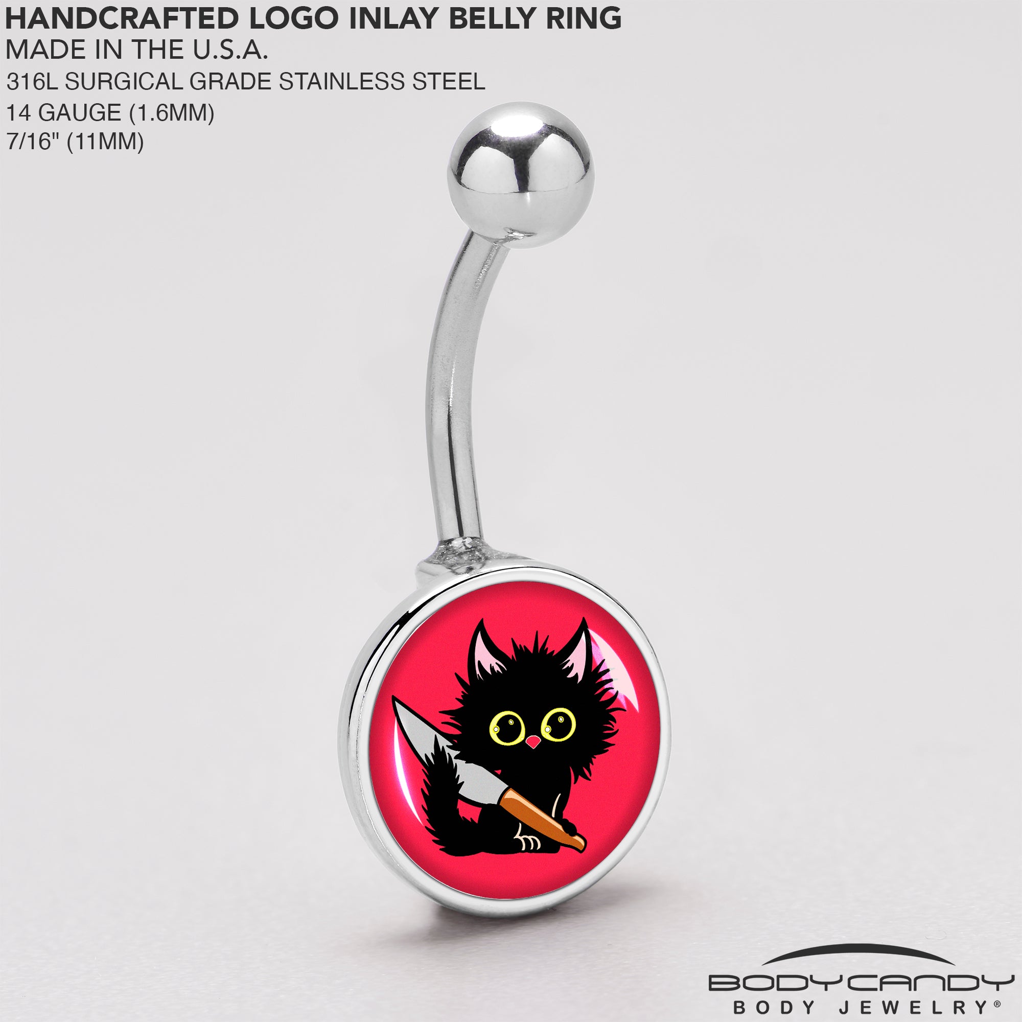 Stabby Cat Stainless Steel Belly Ring stainless steel navel piercing