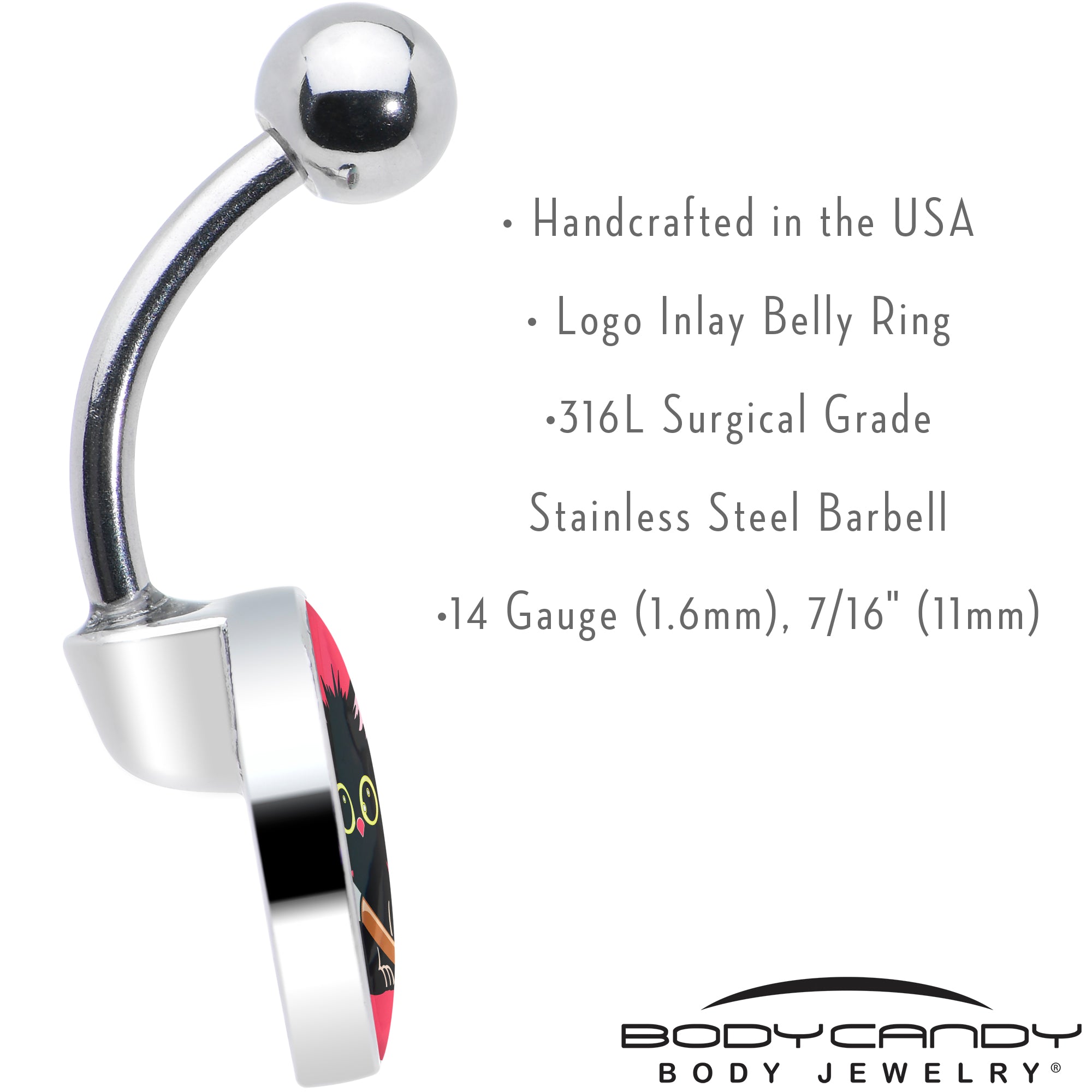 Stabby Cat Stainless Steel Belly Ring custom design option