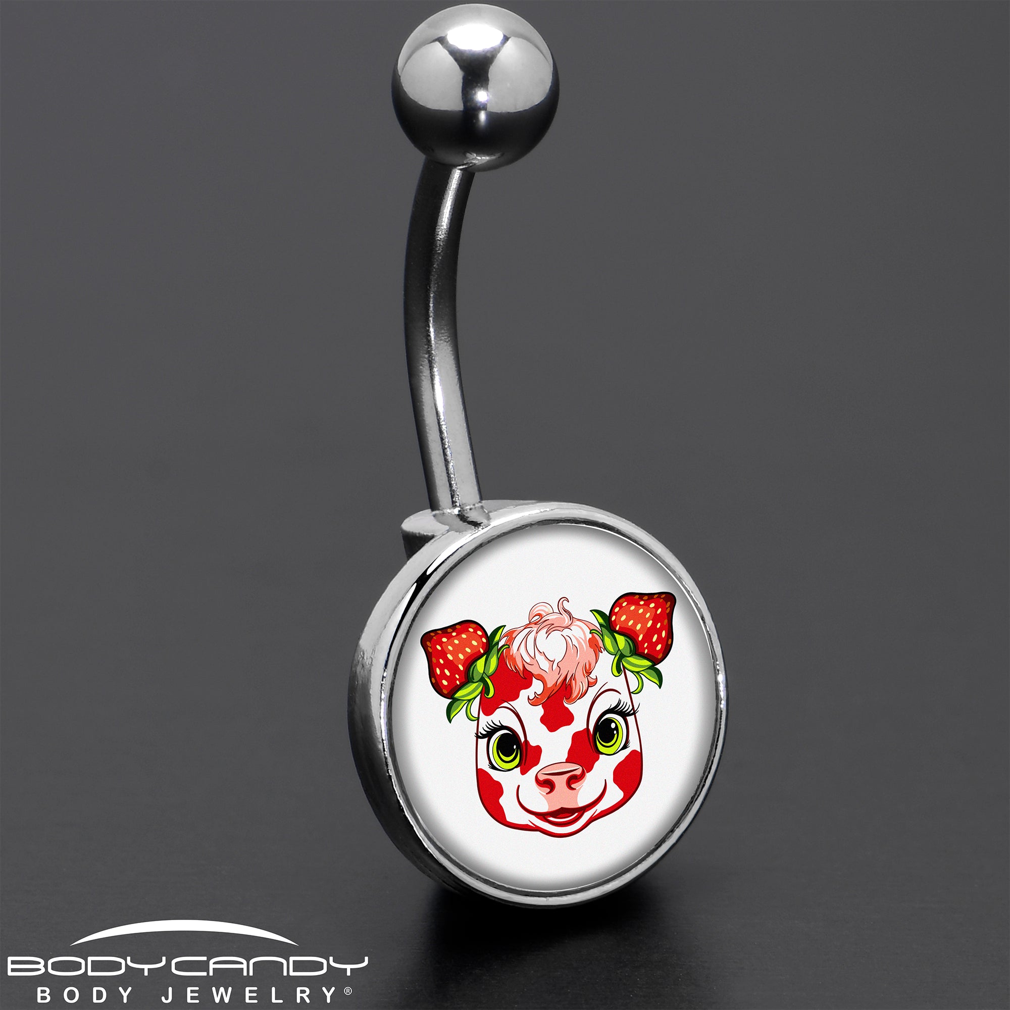 Stawberry Cow Stainless Steel Belly Ring custom design option
