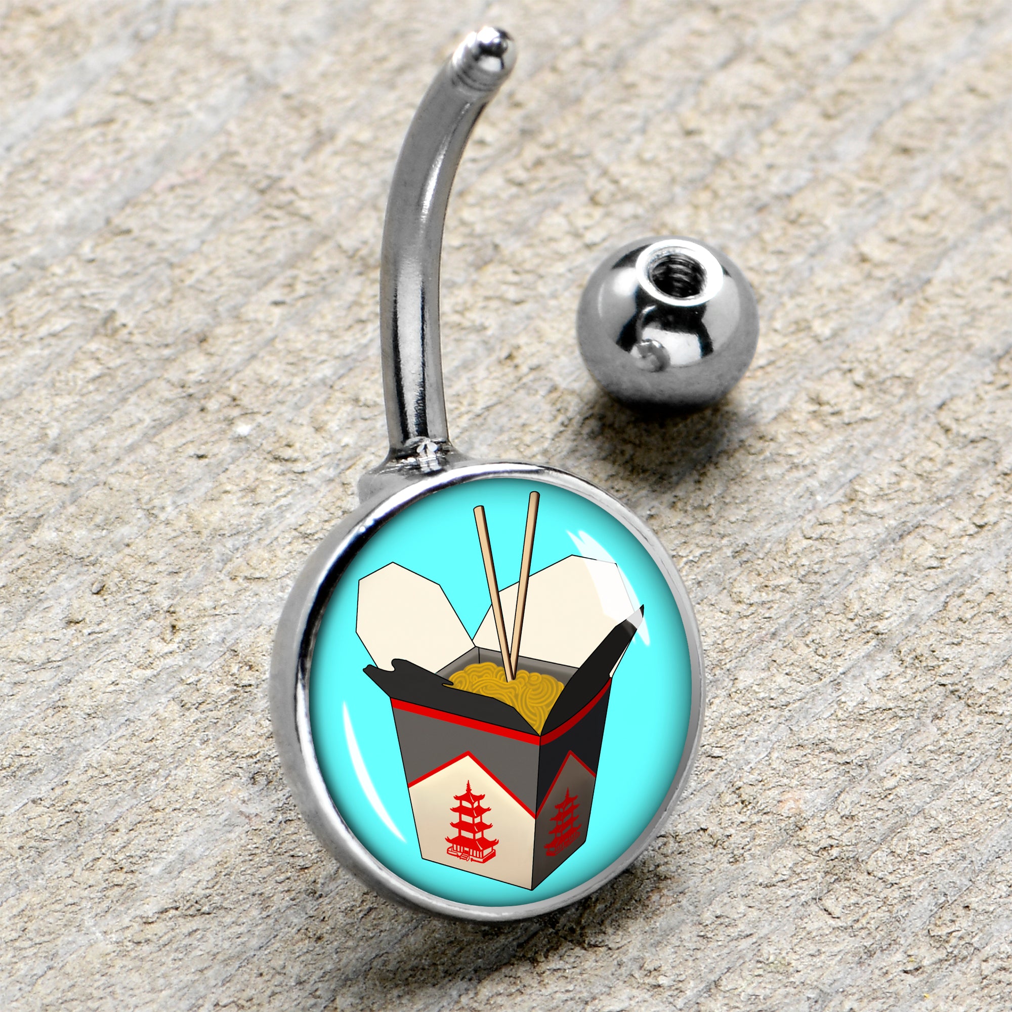 Chinese Take Out Stainless Steel Belly Ring handmade design