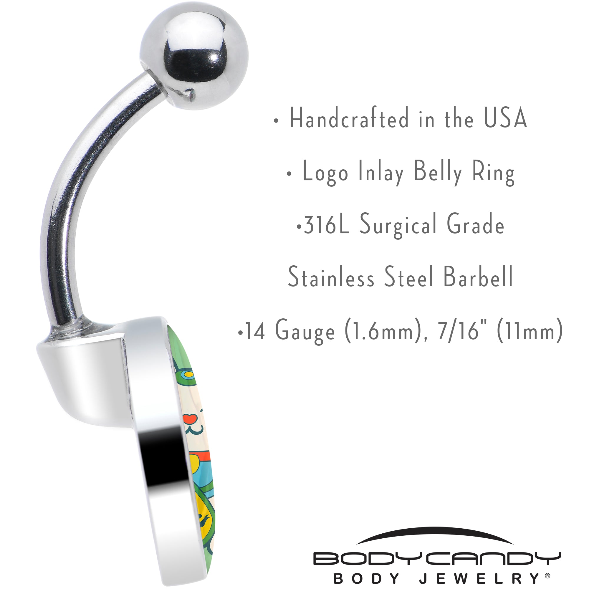 Waving Cat Stainless Steel Belly Ring custom design option