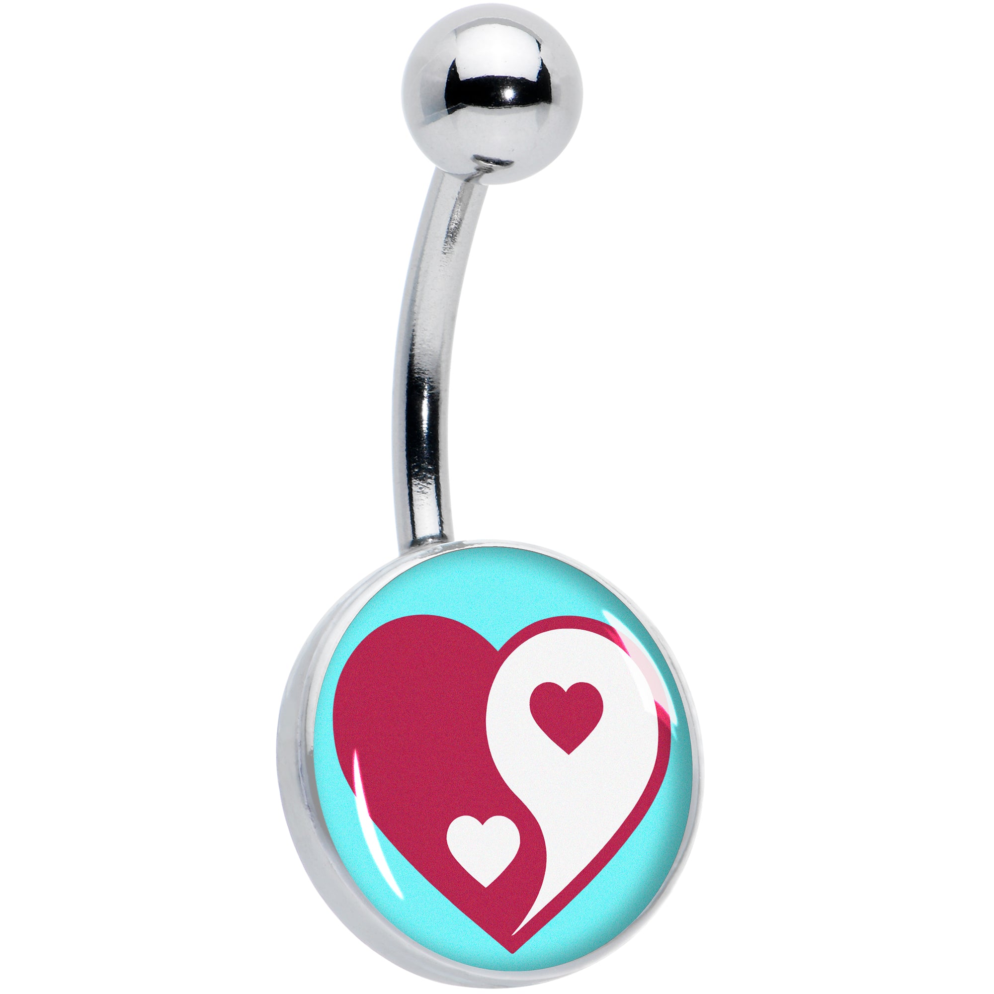 Love Yin Yang Heart Hypoallergenic Stainless Steel Belly Ring