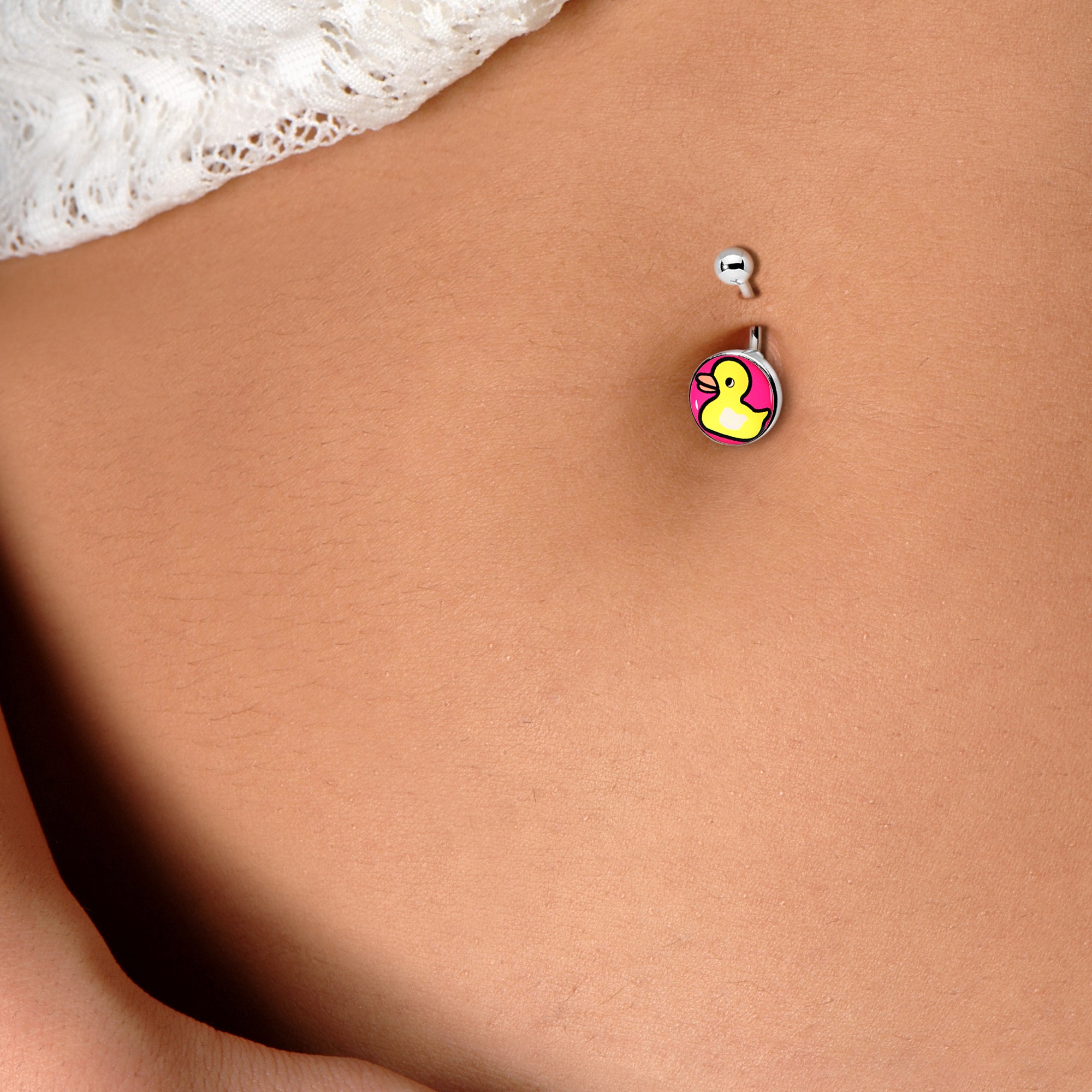 Yellow Ducky Stainless Steel Belly Ring lightweight comfortable