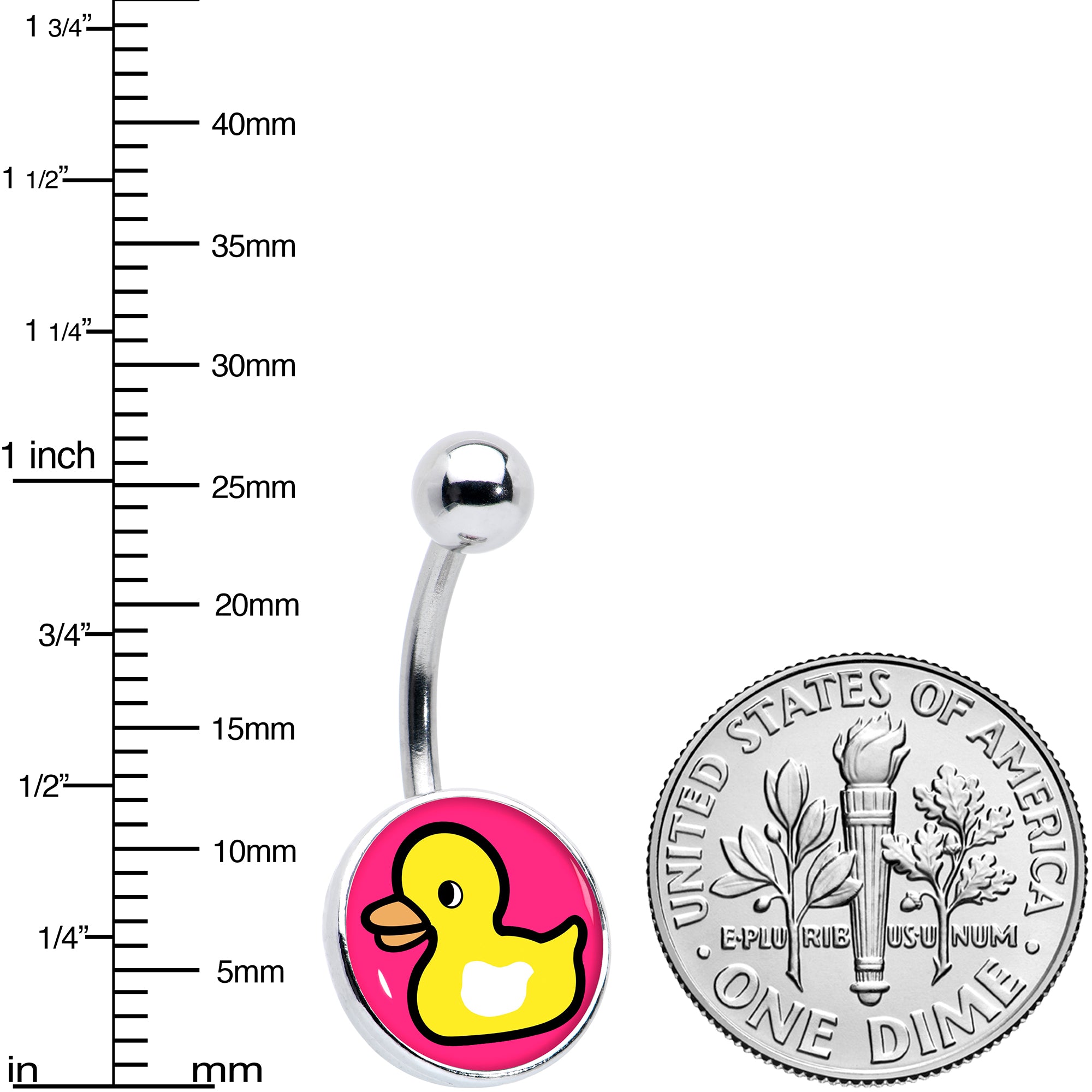 Yellow Ducky Stainless Steel Belly Ring perfect for sensitive skin