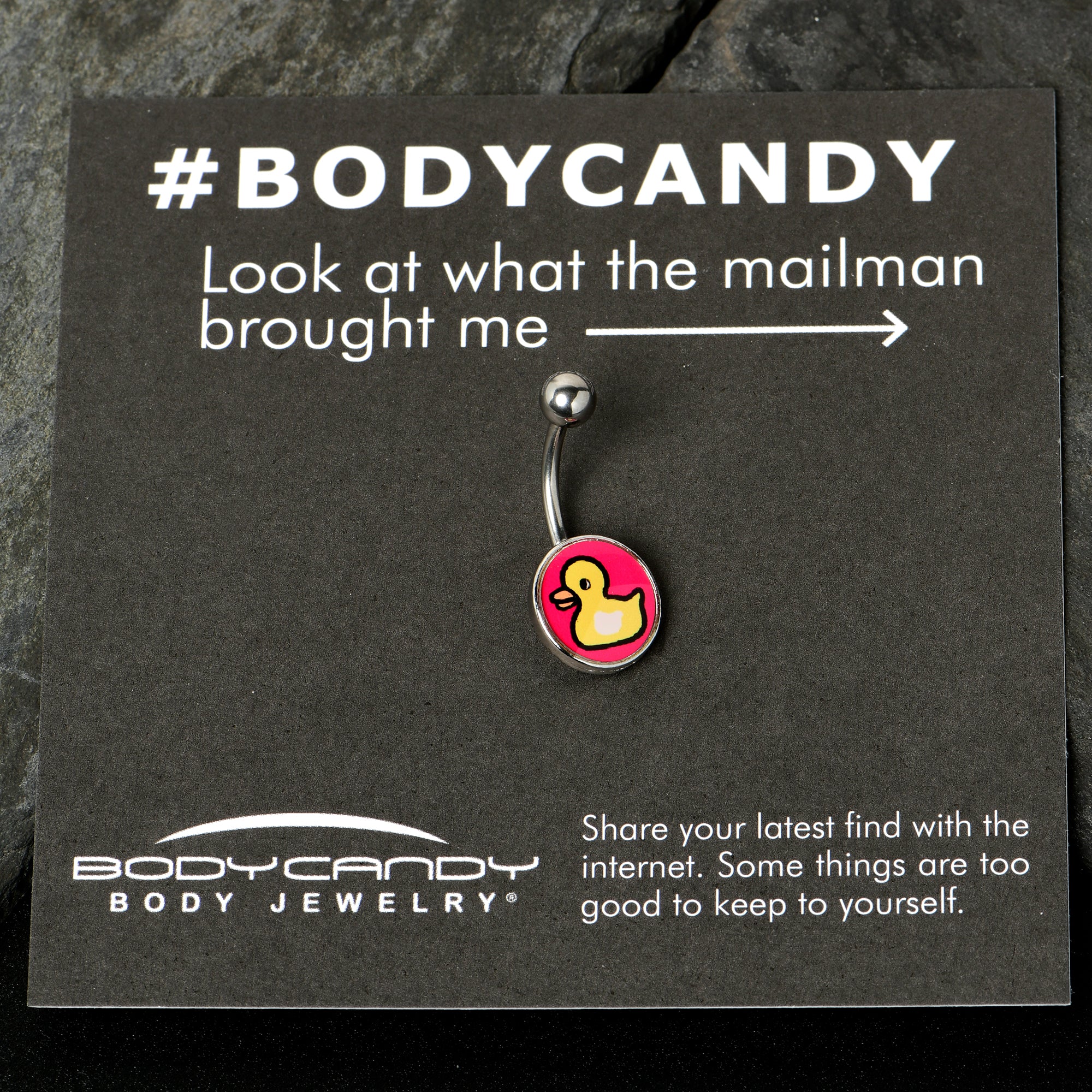 Yellow Ducky Stainless Steel Belly Ring custom design option