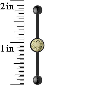 14G Black Glow in the Dark Fearsome Fangs Industrial Barbell 37mm