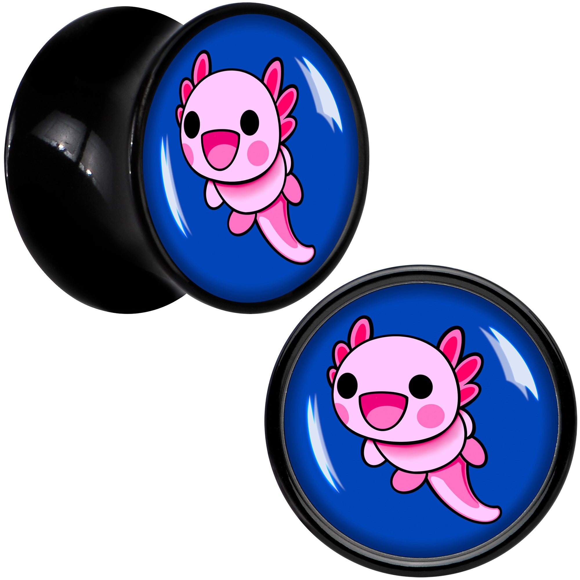 Adorable Axolotl Black Acrylic Saddle Plug Set by Onyx O