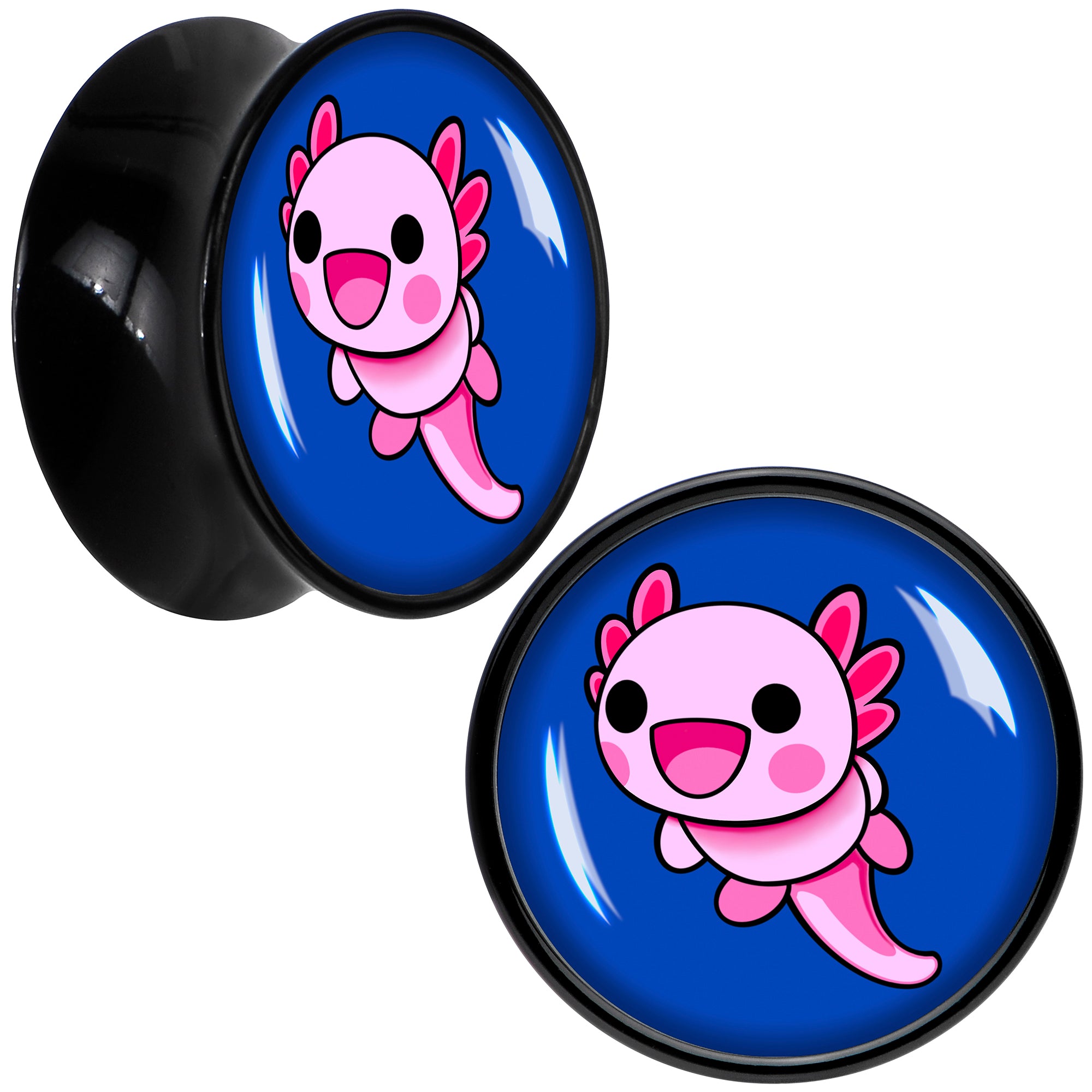 Adorable Axolotl Black Acrylic Saddle Plug Set by Onyx O