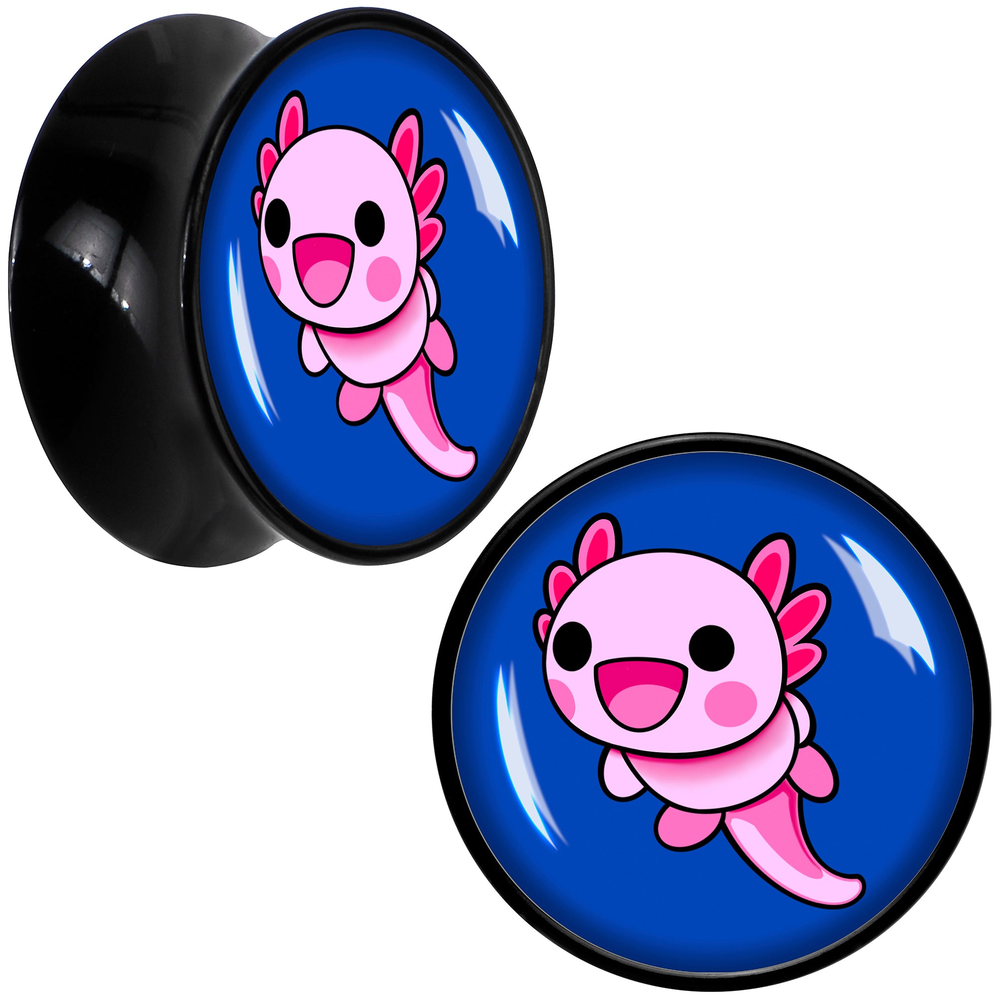 Adorable Axolotl Black Acrylic Saddle Plug Set by Onyx O