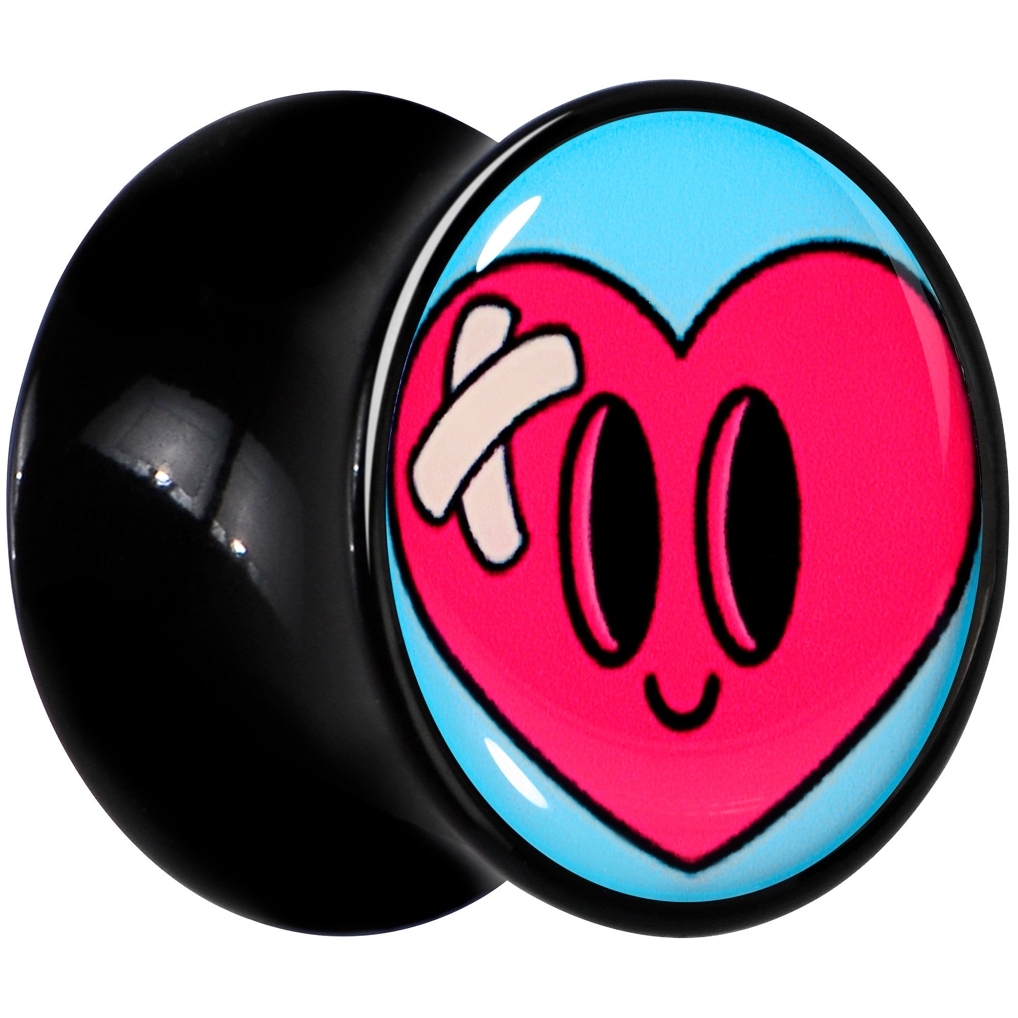 Black Acrylic Heartbreak Bandaged Heart Double Flare Plug Set by Onyx O