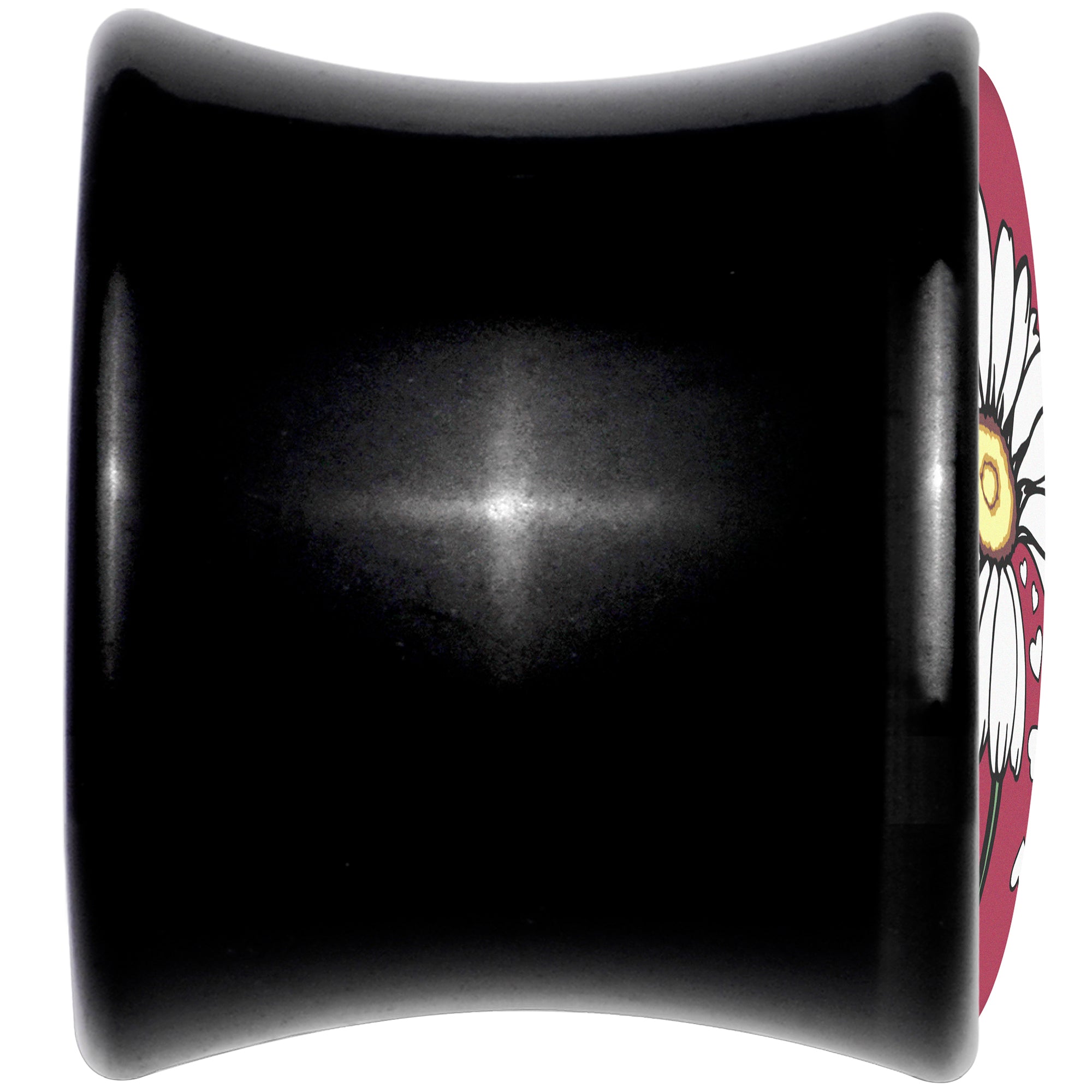 Love Me Not Flower Black Acrylic Saddle Plug Set by Onyx O