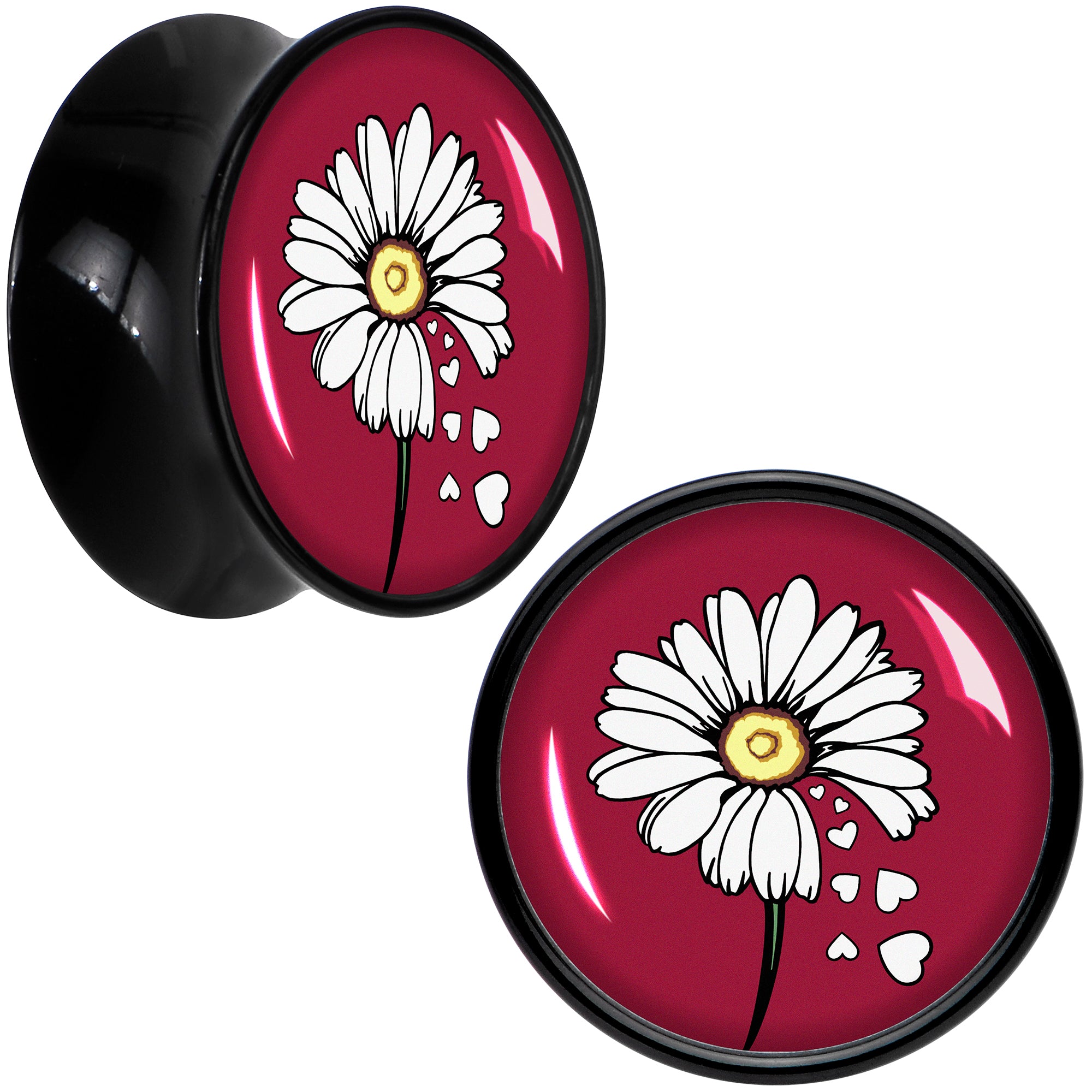 Love Me Not Flower Black Acrylic Saddle Plug Set by Onyx O