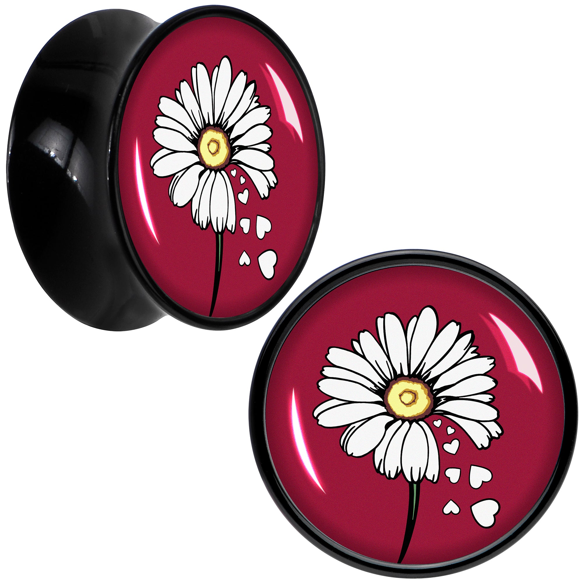 Love Me Not Flower Black Acrylic Saddle Plug Set by Onyx O